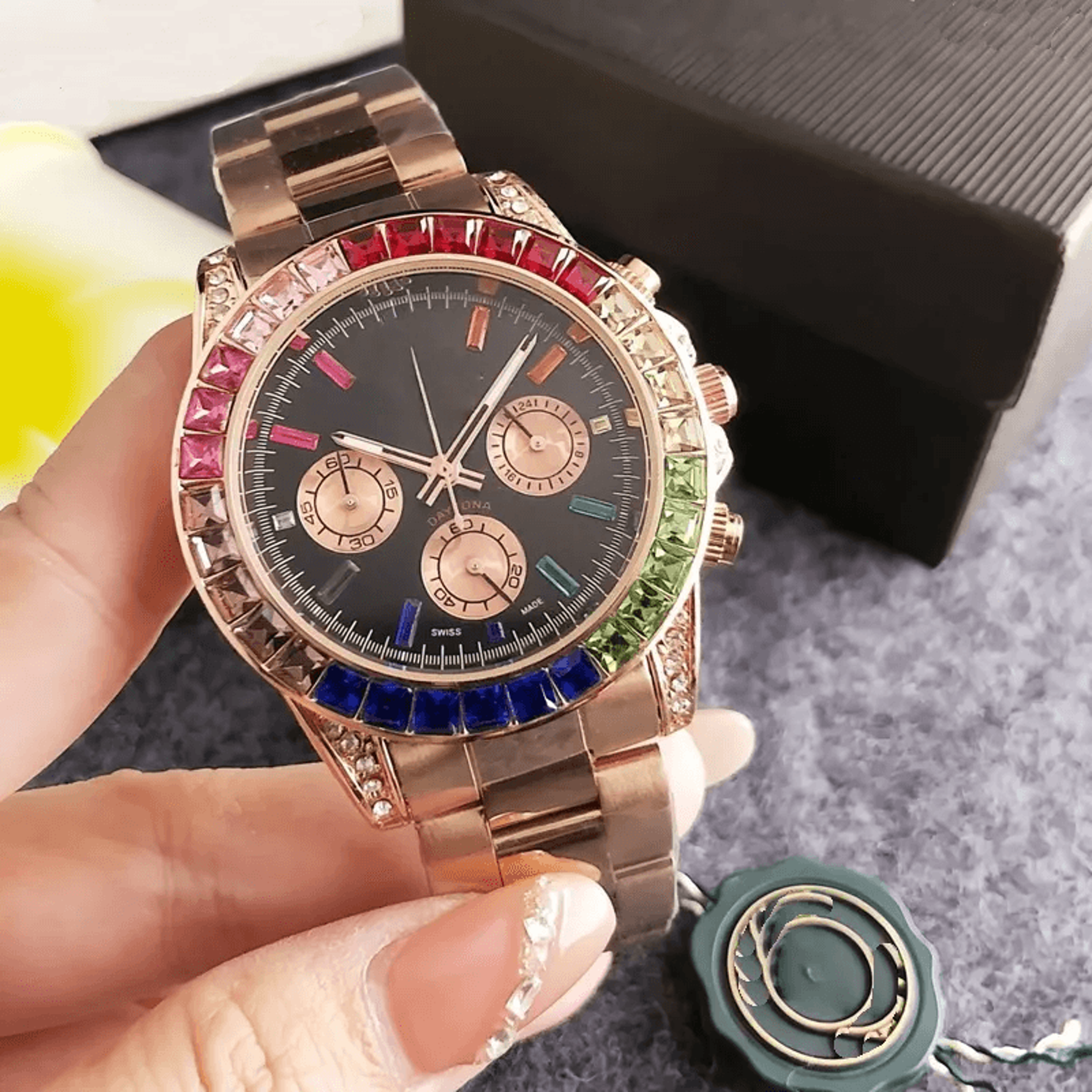 Mens Quartz Chronograph Watch With Diamond Accents And Stainless Steel Band 8