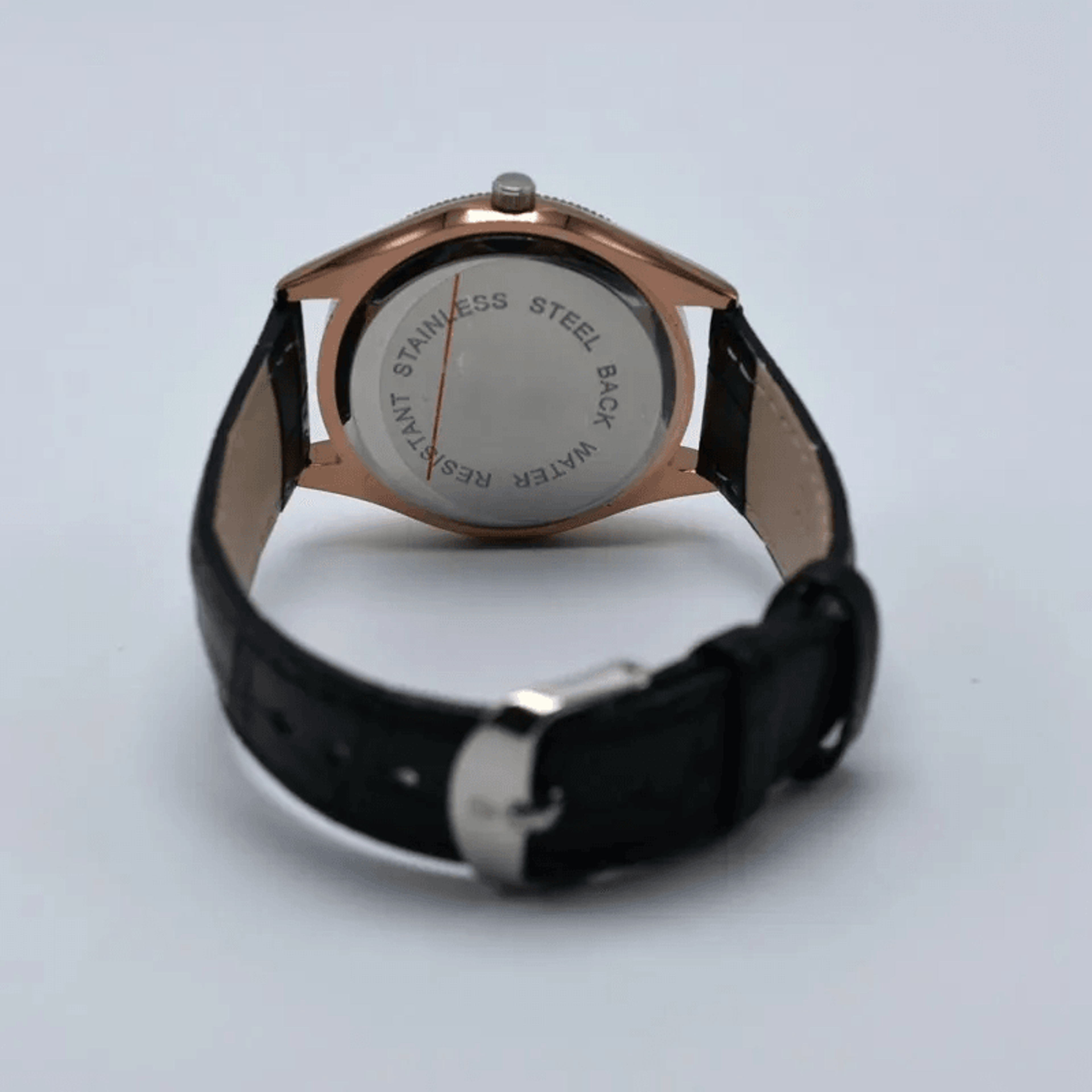 Mens Rose Gold Quartz Watch With Vintage Leather Strap And Auto Date 2