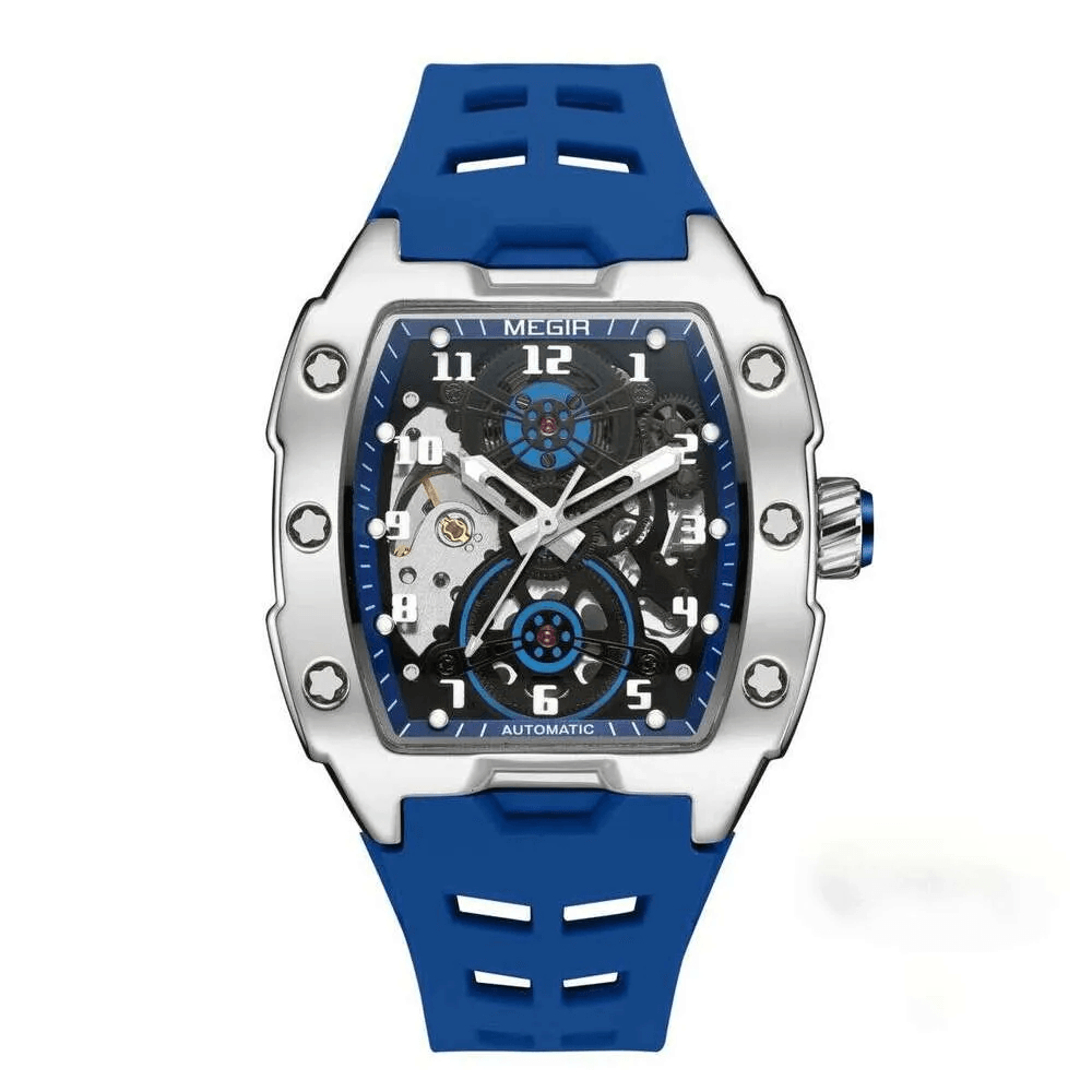 Mens Automatic Skeleton Watch With Luminous Hands And Silicone Strap 8