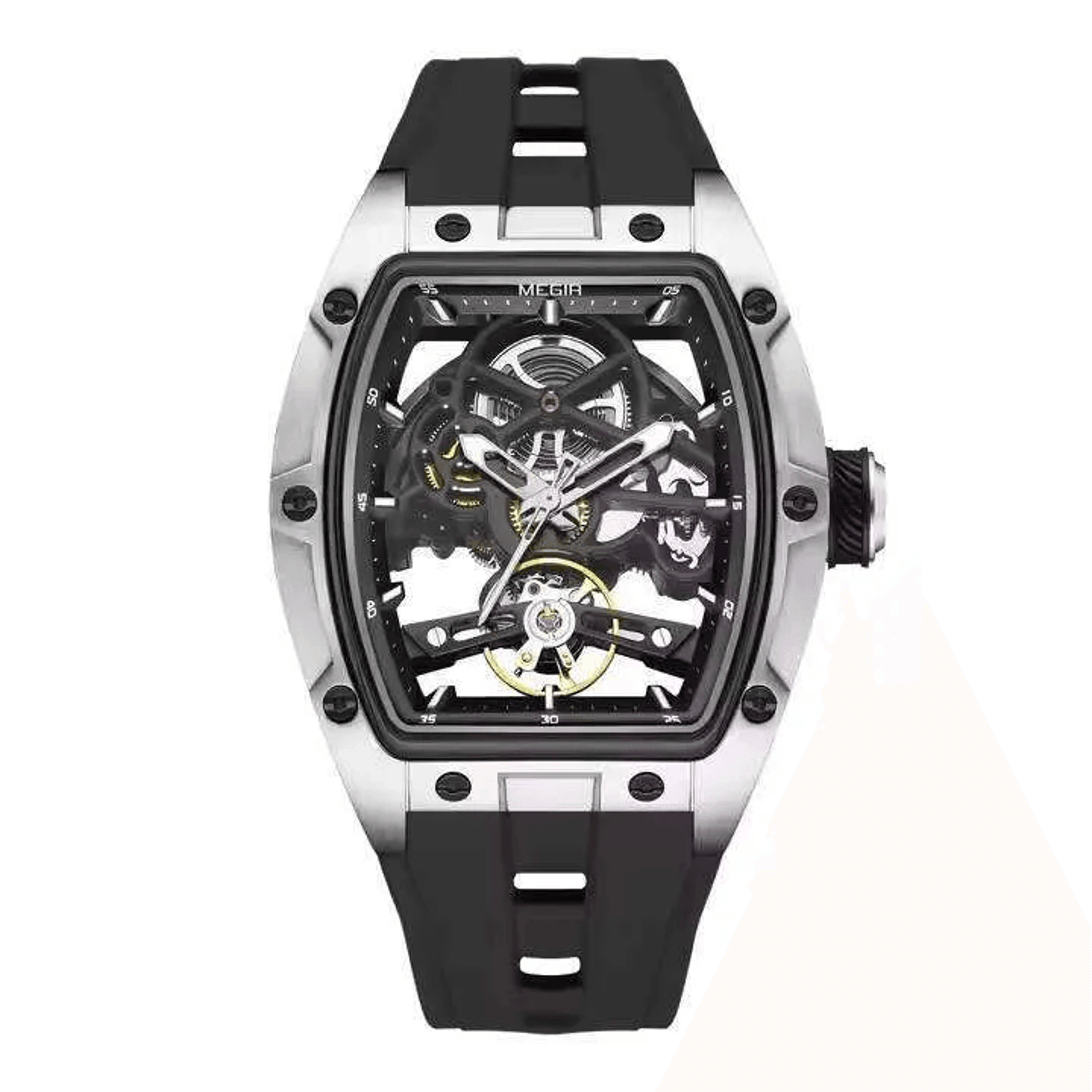 Automatic Skeleton Watch With Luminous Hands And Silicone Strap 0
