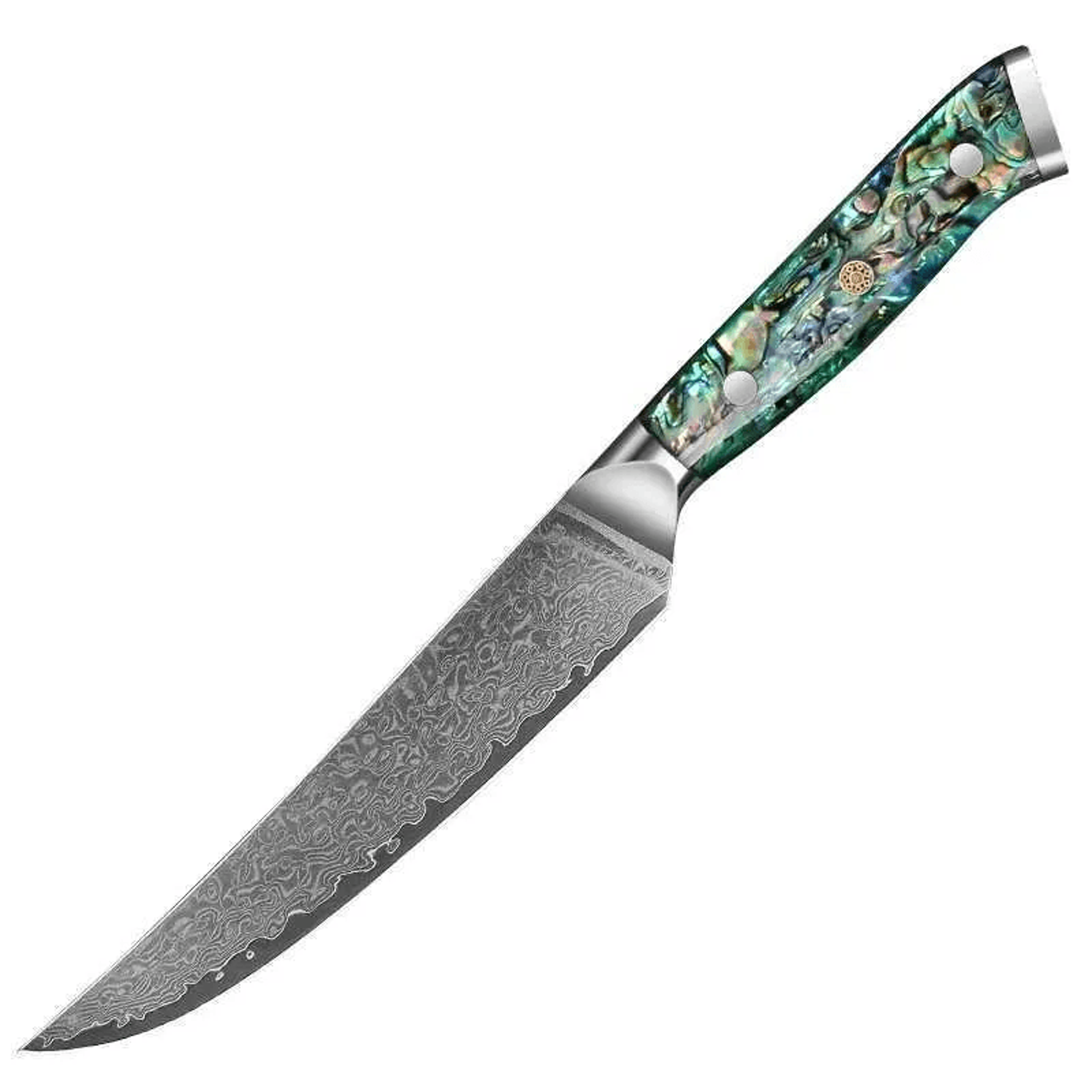 Damascus Steel Kitchen Knife Set With Abalone Shell Handles For Meat And Vegetable Prep 0