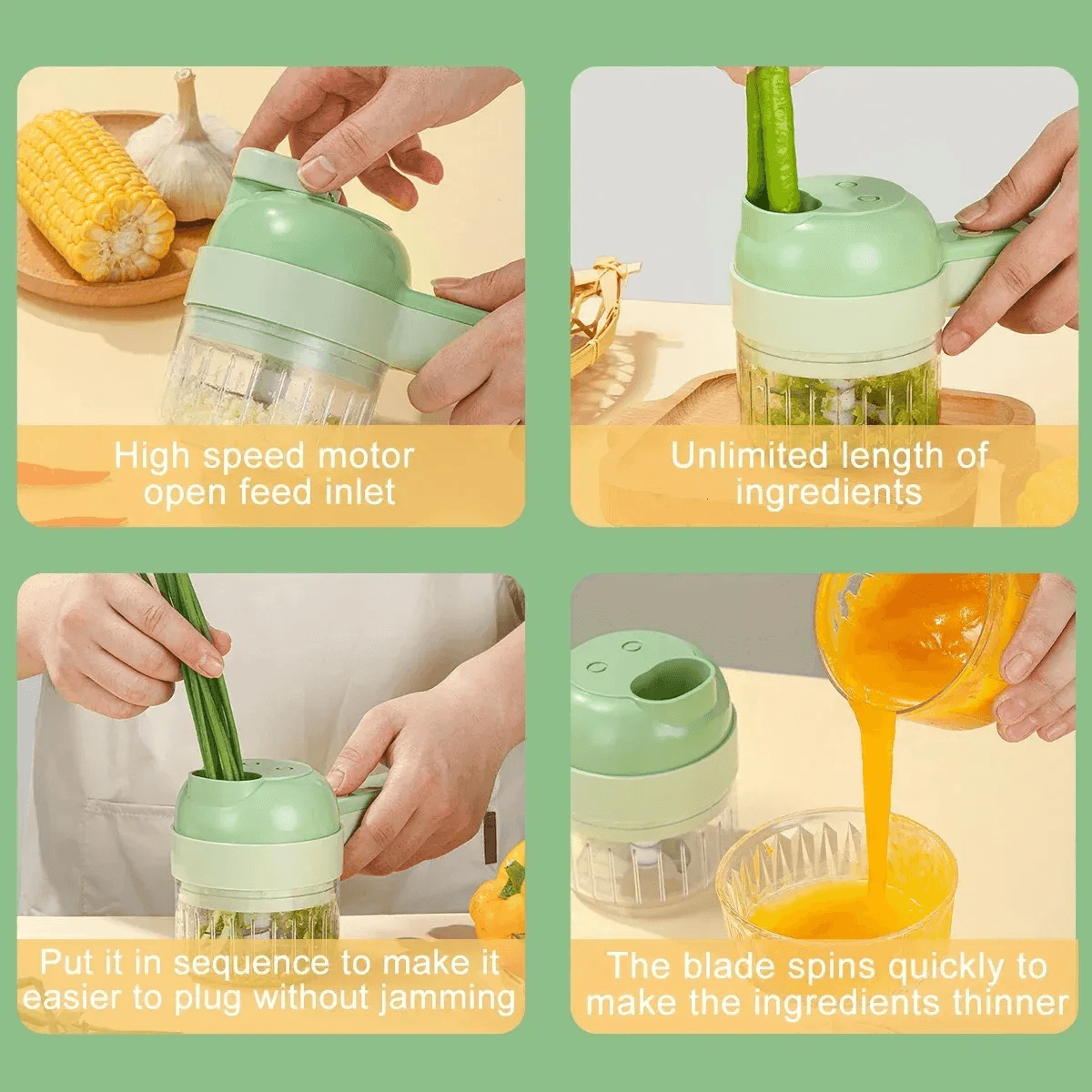 Electric Food Processor With Wireless Vegetable Cutter And Garlic Grinder 4