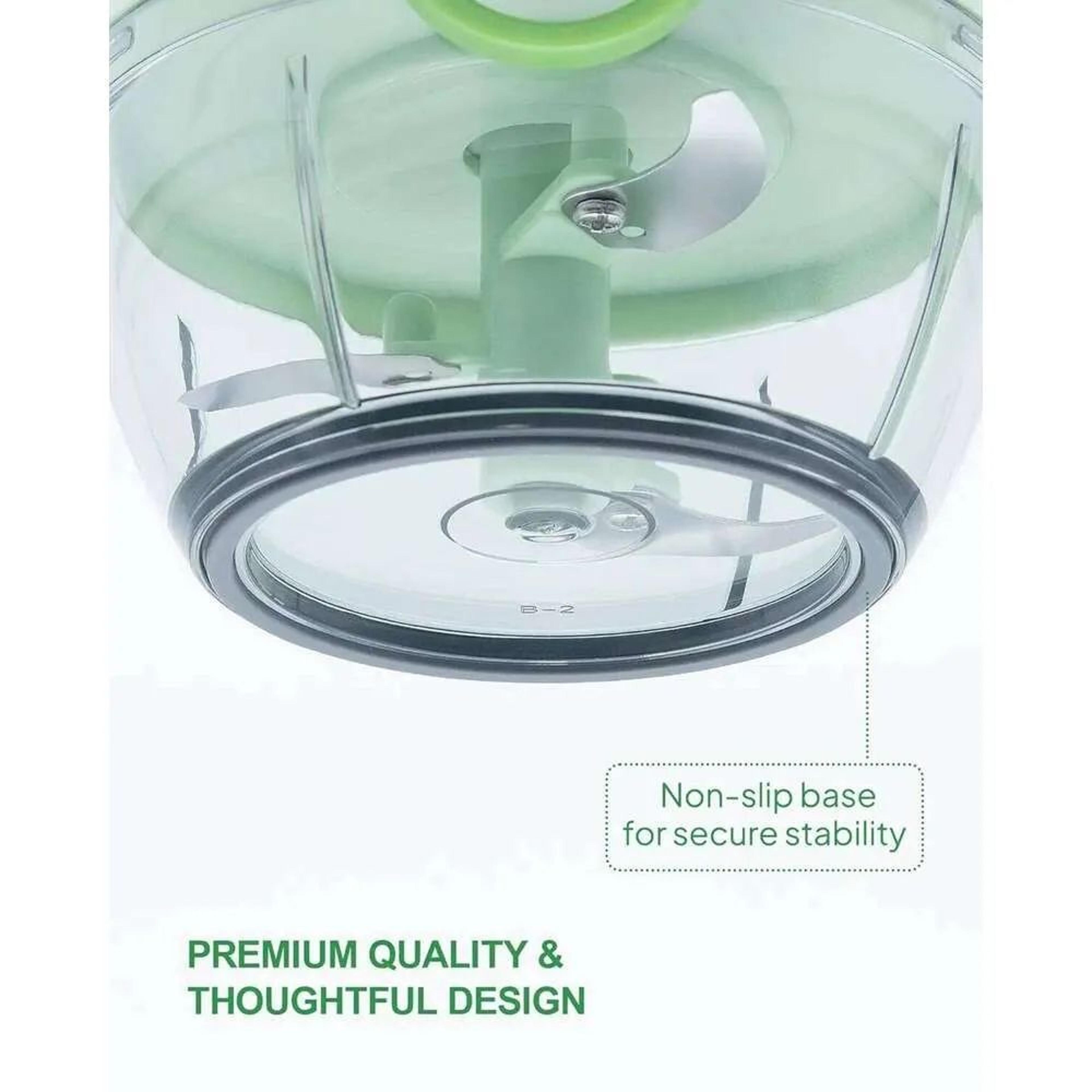 Manual Pull String Vegetable Chopper With Stainless Steel Blades And Food Container 1