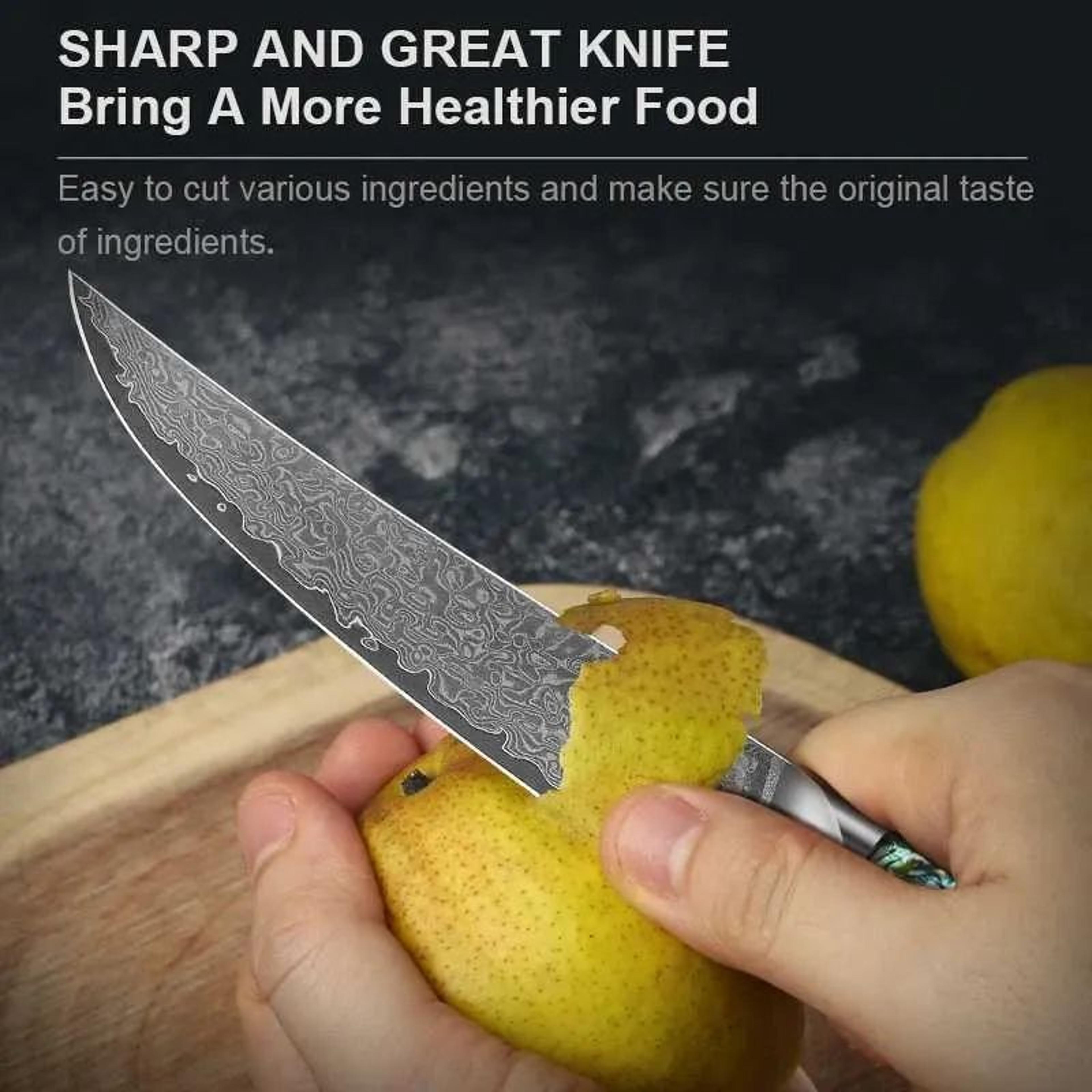 Damascus Steel Kitchen Knife Set With Abalone Shell Handle For Meat Fruits And Vegetables 2