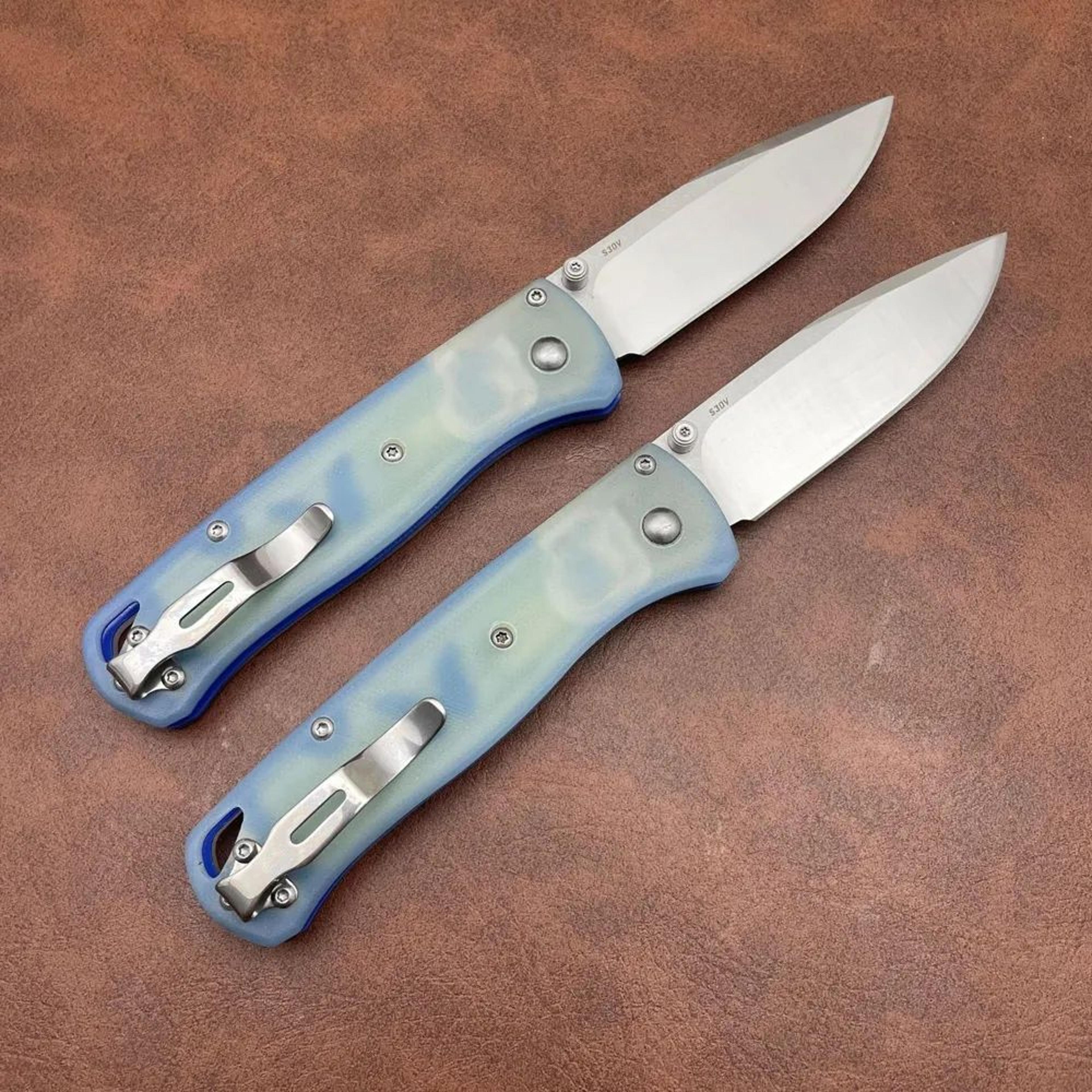 Pocket Folding Knife With Drop Point Blade And Jade Handle 1