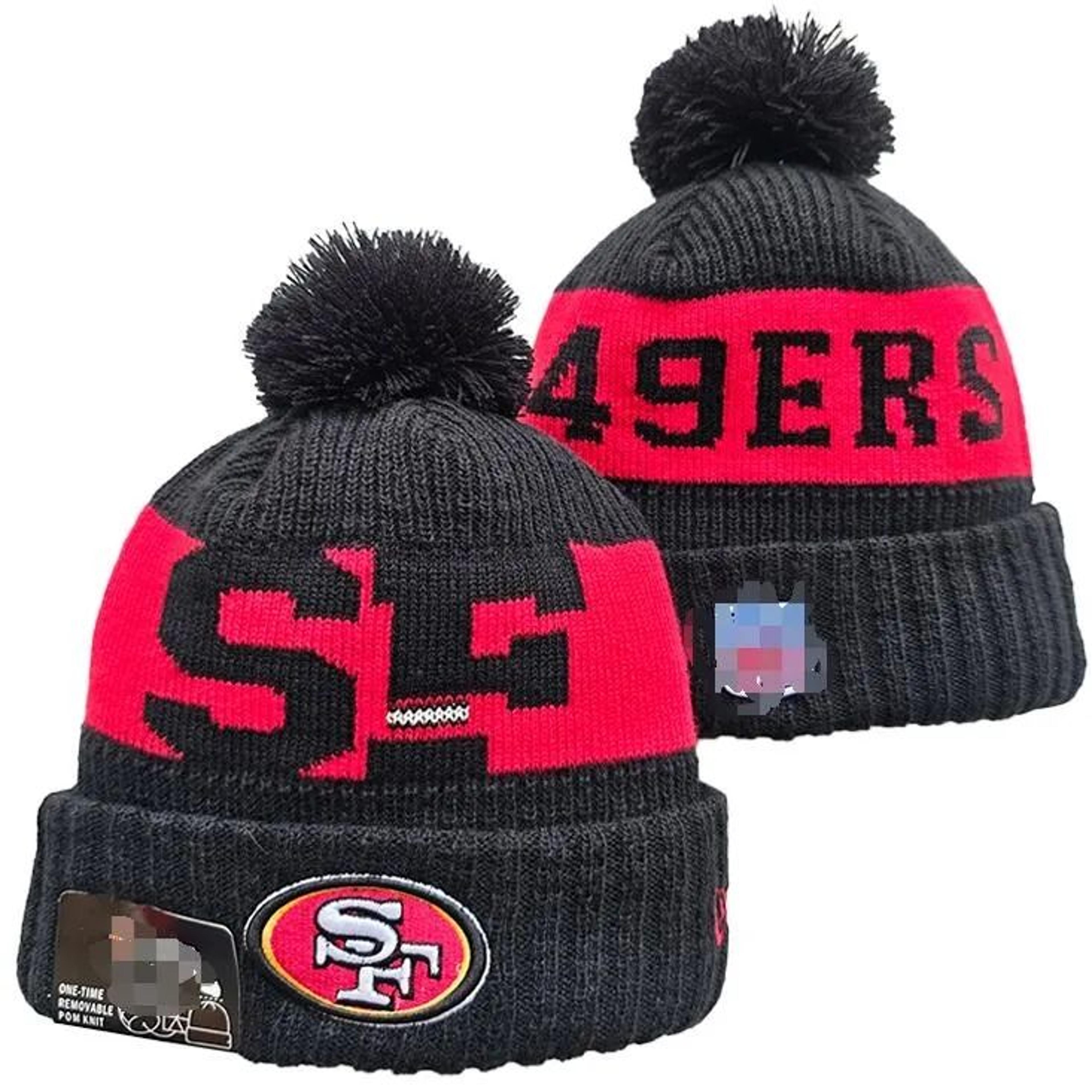san francisco sf knitted pom pom beanie hat for winter sports fans