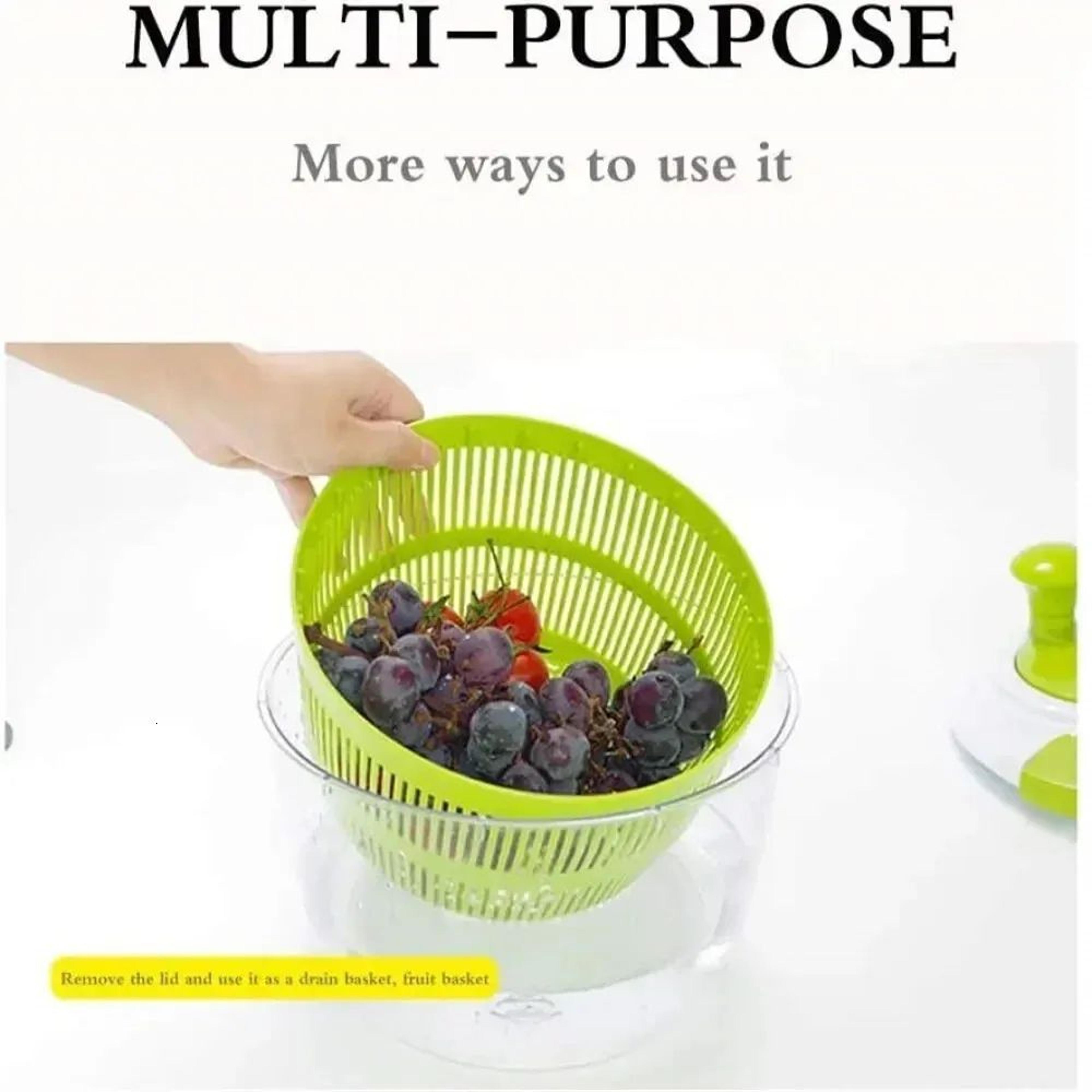 Salad Spinner And Vegetable Dryer With Hand Crank And Drain Basket 3