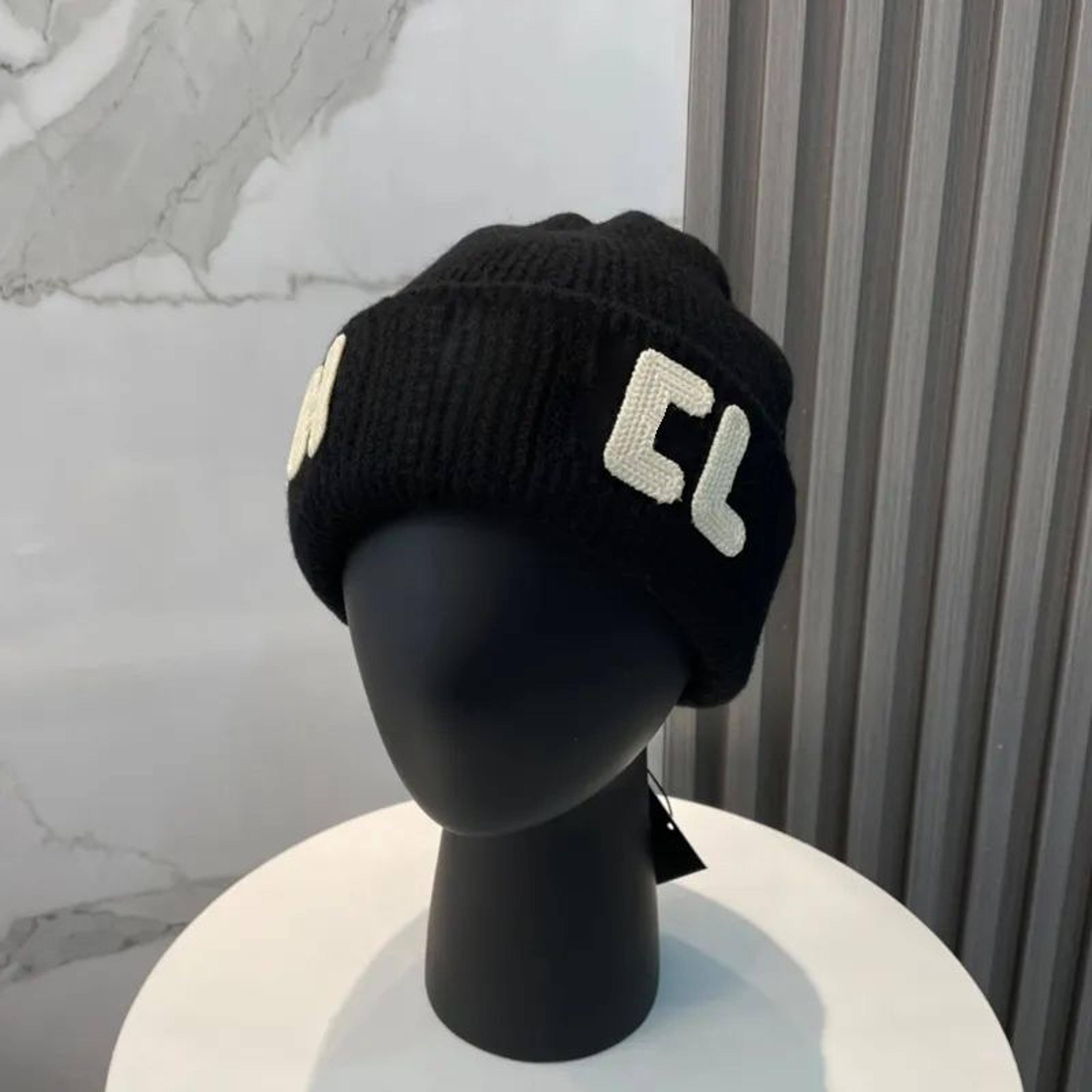Unisex Wool Blend Beanie Hat With Double Letter Design For Fall And Winter 0