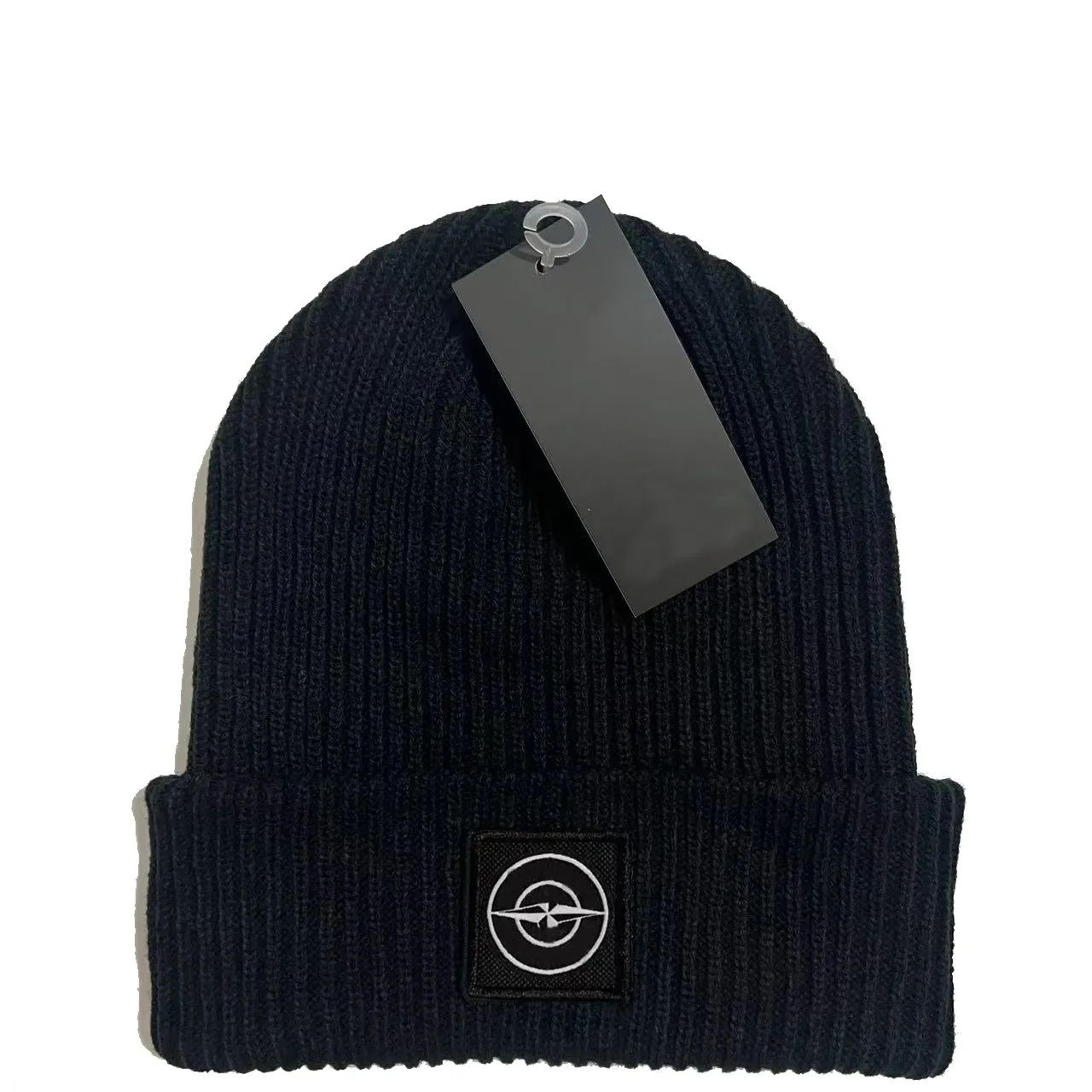 Ribbed Knit Winter Beanie Hat With Compass Patch For Men And Women 1