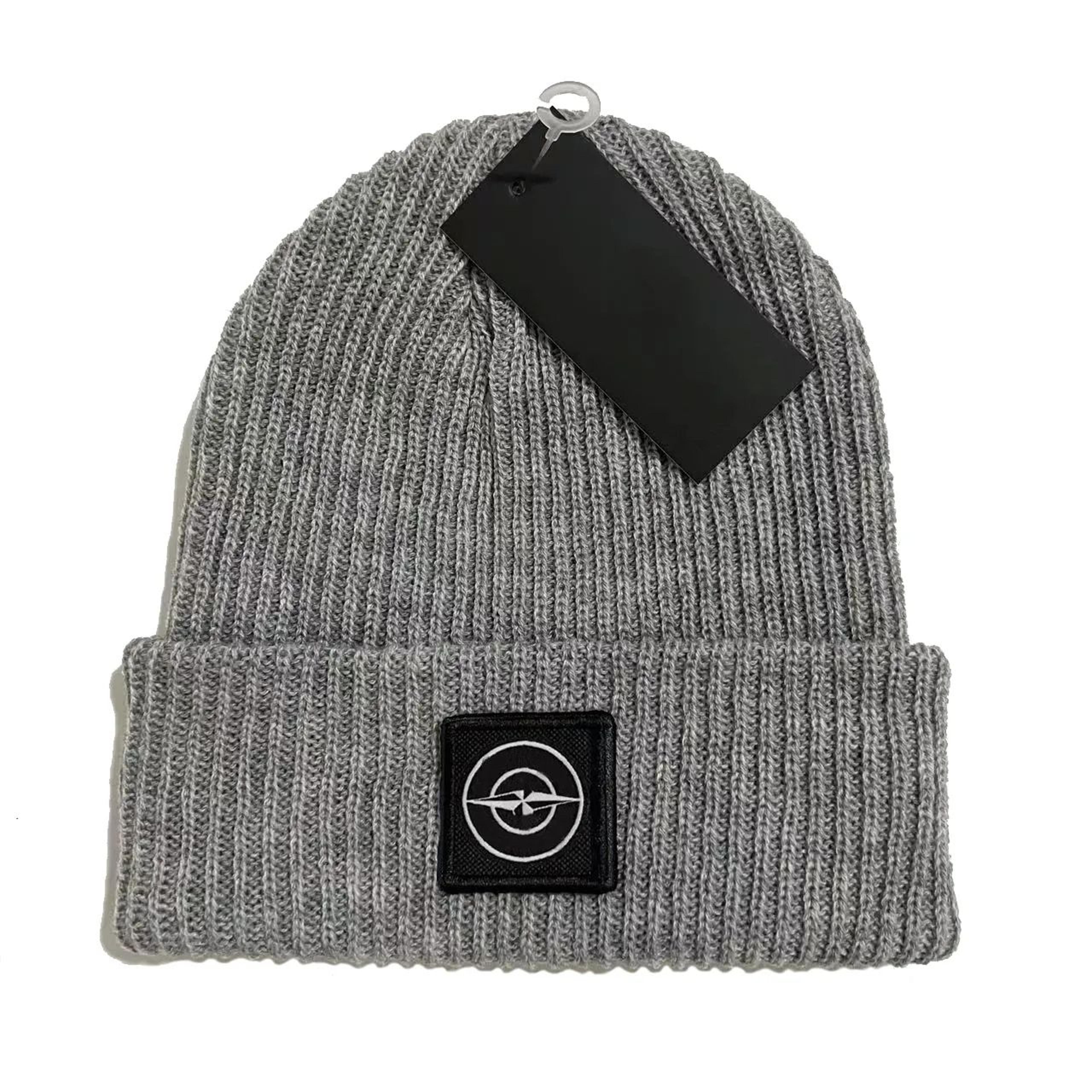 Ribbed Knit Winter Beanie Hat With Compass Patch For Men And Women 3