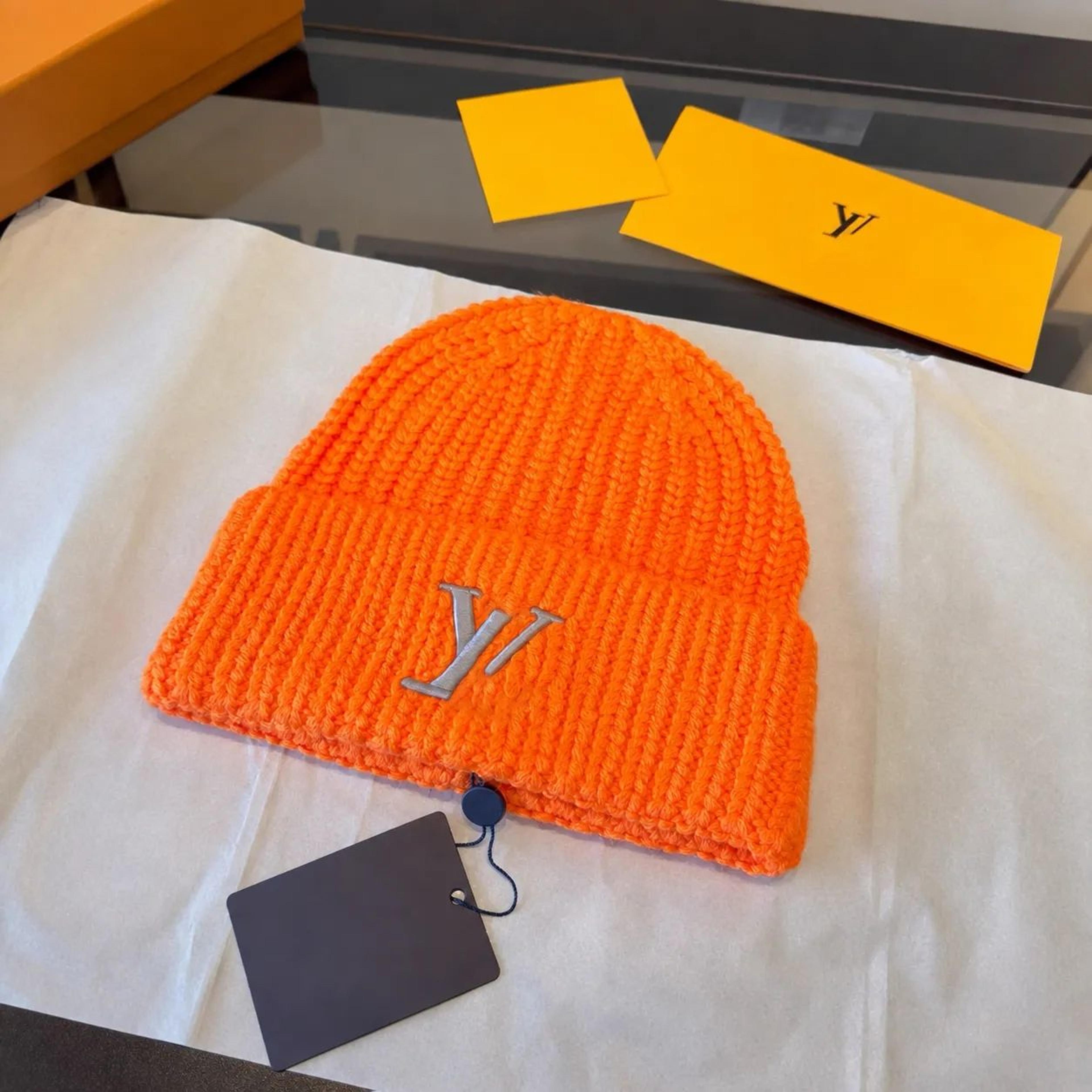 knitted winter beanie hat with embroidered letter design