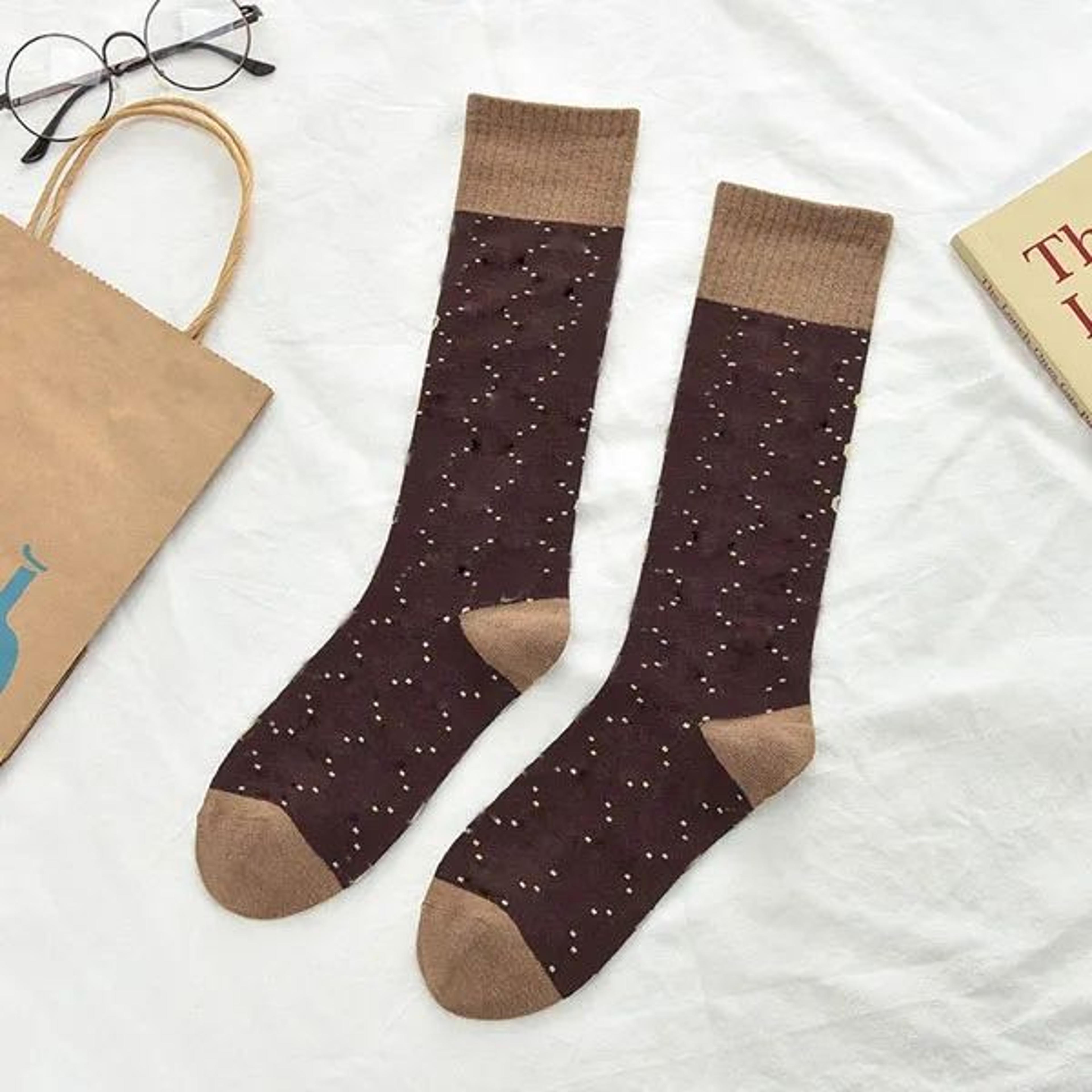 cotton blend knee high socks with letter print