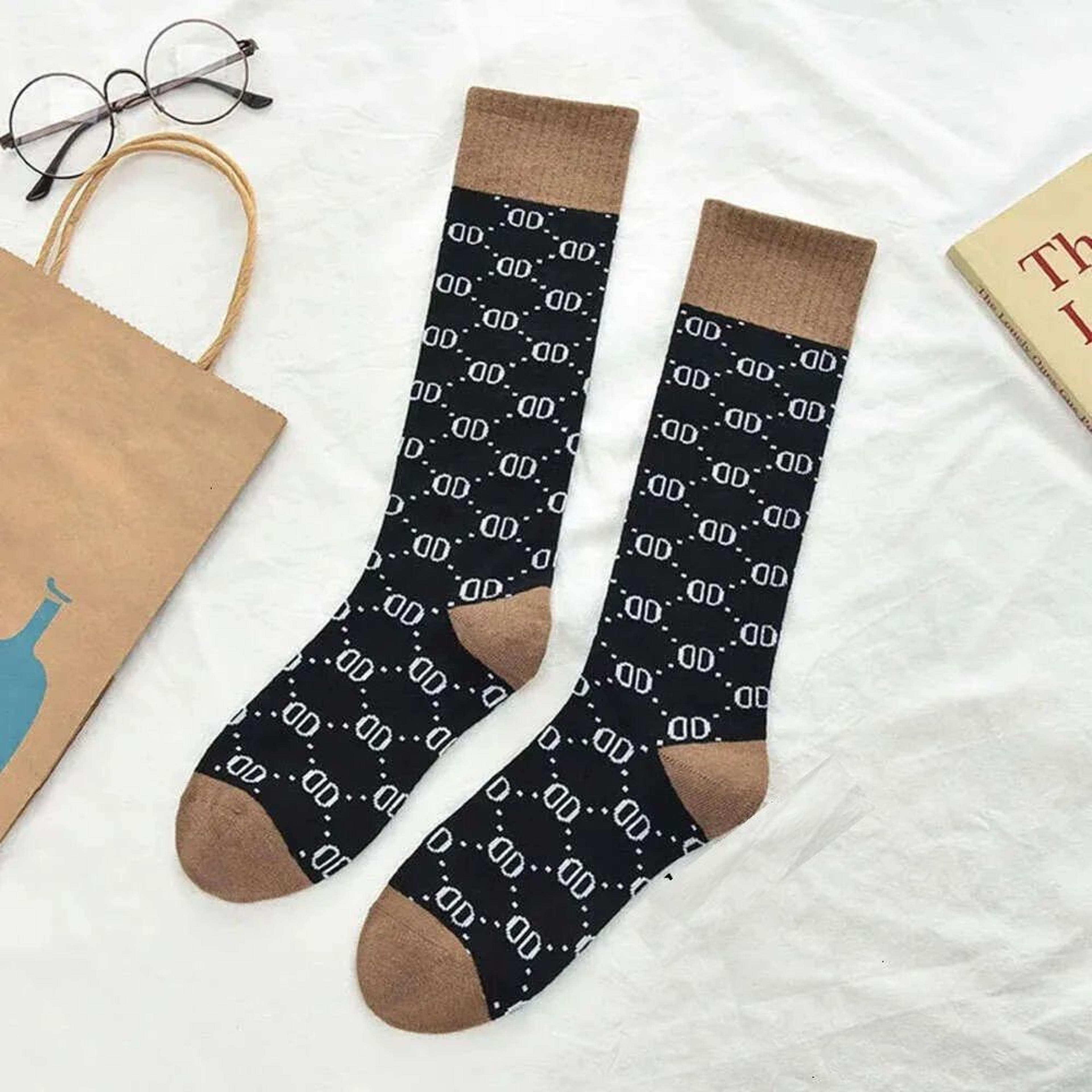 Thick Cotton Crew Socks With Embroidered Letter Design 4