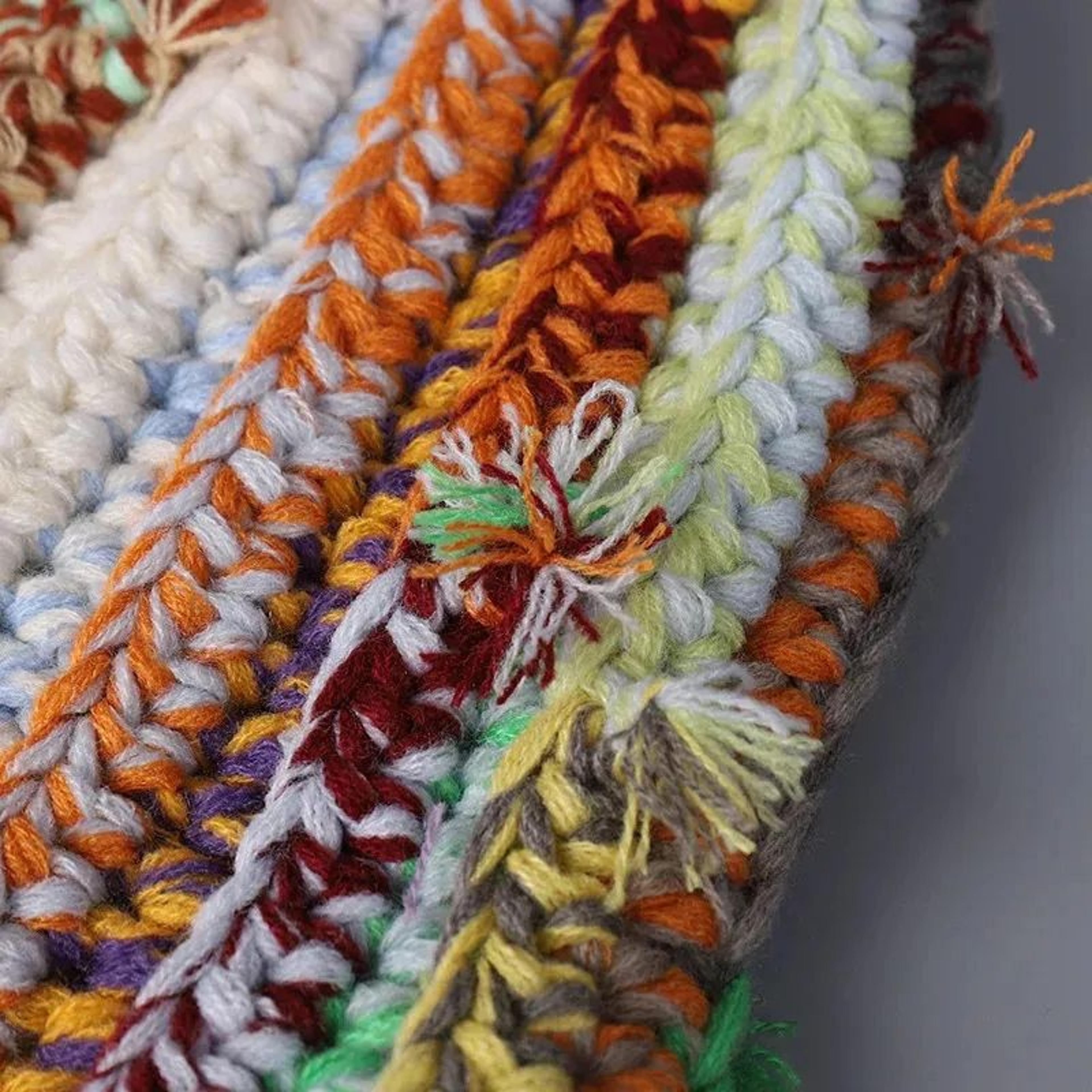 Handmade Wool Beanie Hat With Multi Strand Twist Knit And Mixed Colors 4