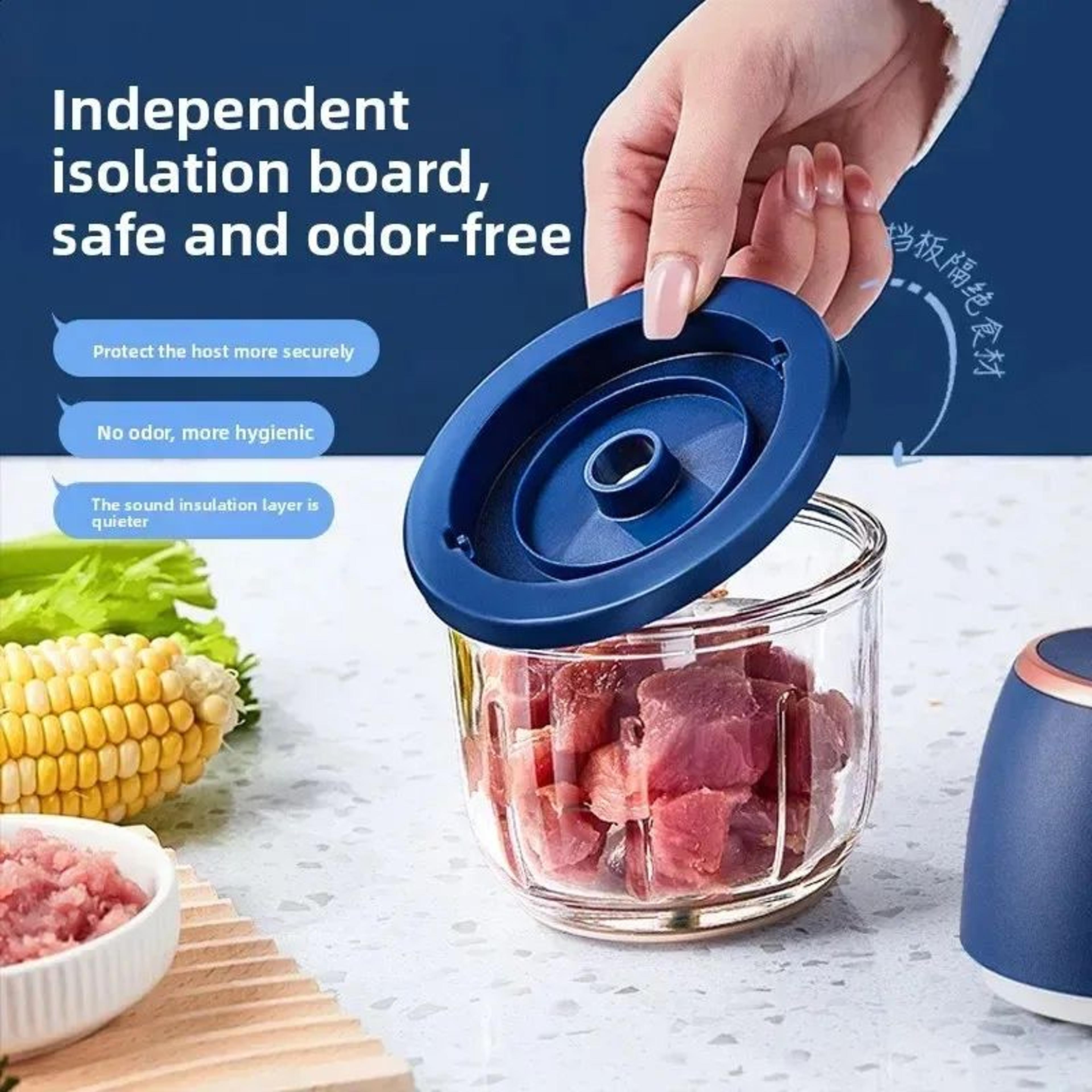 Electric Food Chopper USB Rechargeable Mini Meat Grinder With Blades 3