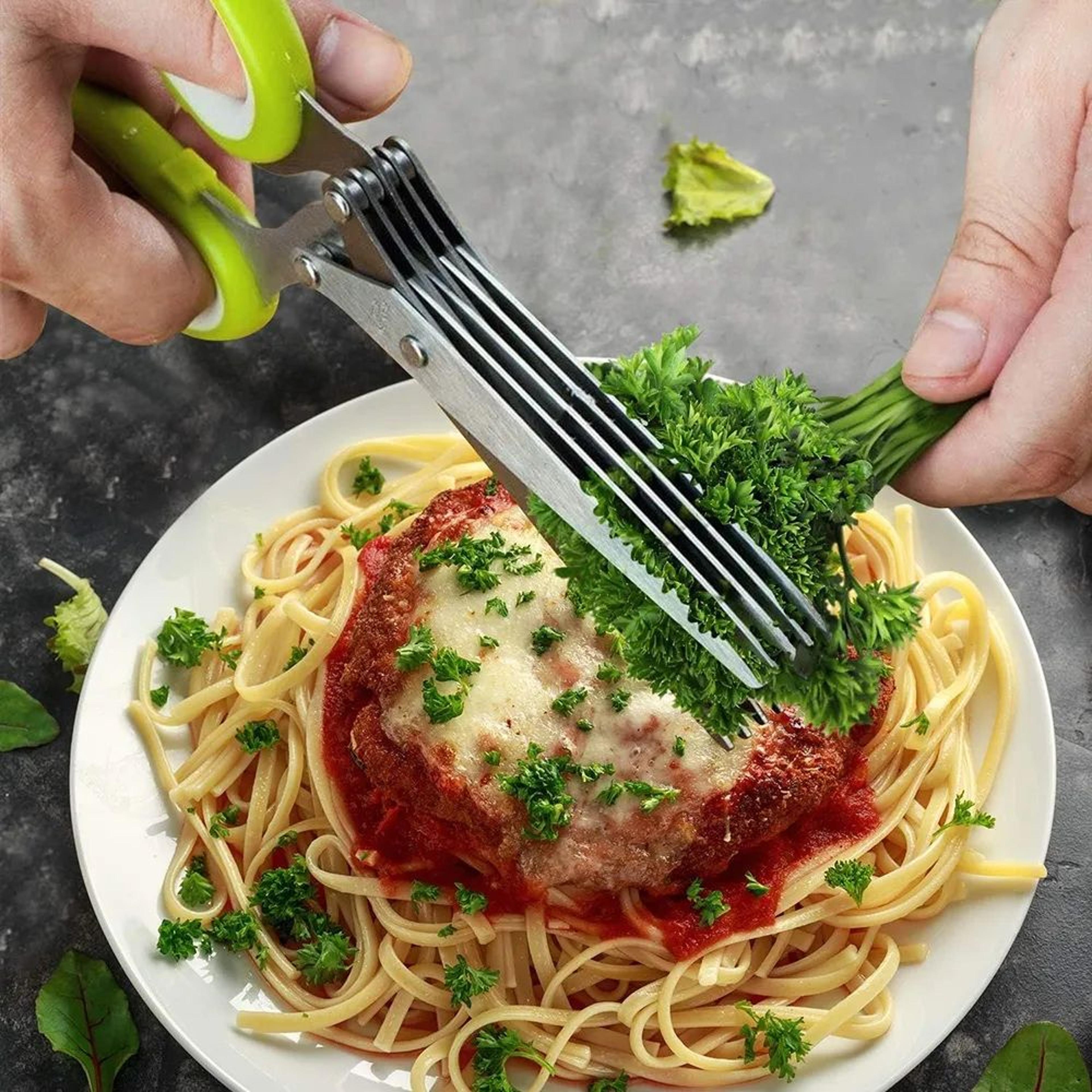 Blade Herb Scissors Stainless Steel Kitchen Shears With Protective Cover 5