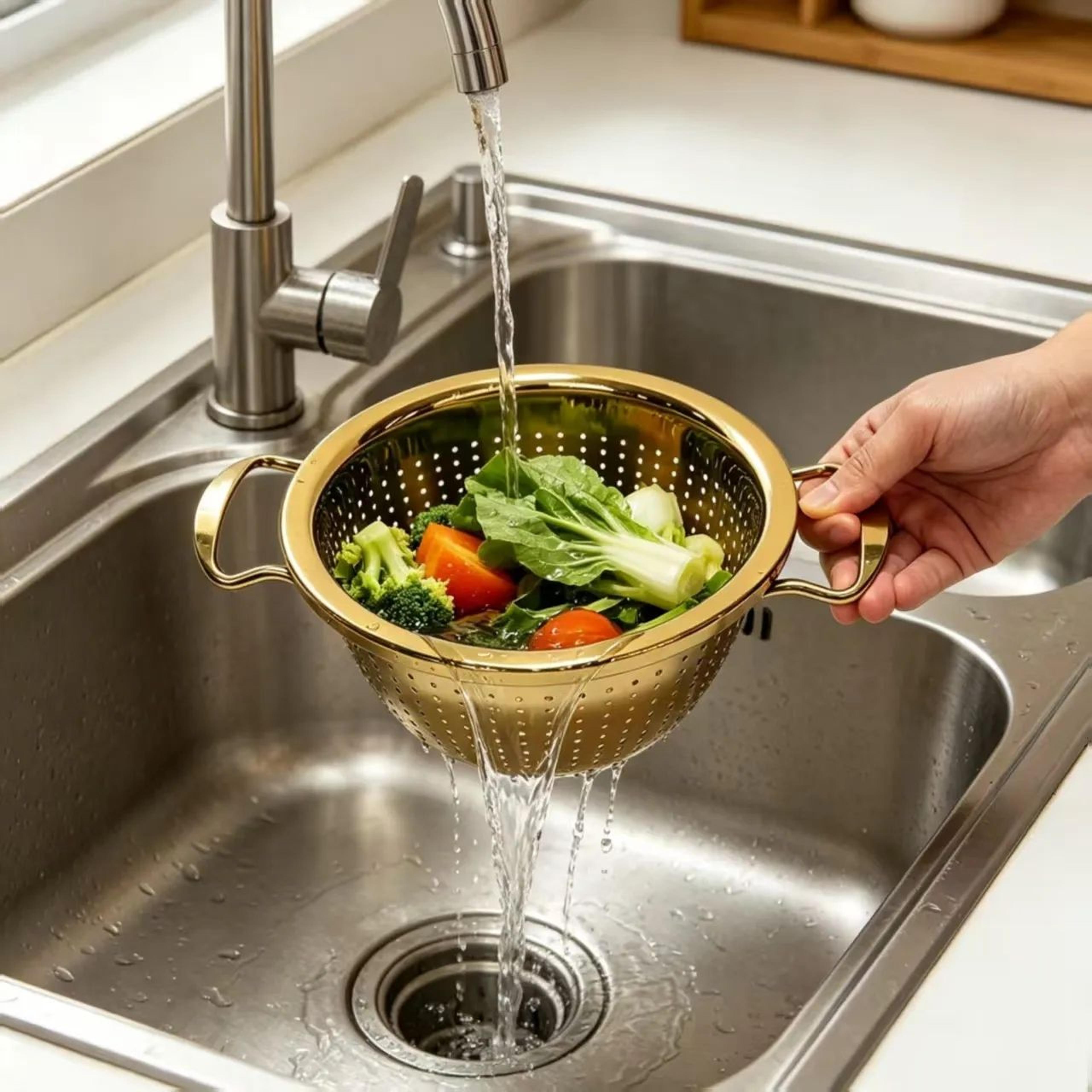 Stainless Steel Fruit Basket With Double Handles For Kitchen Countertop Storage 1