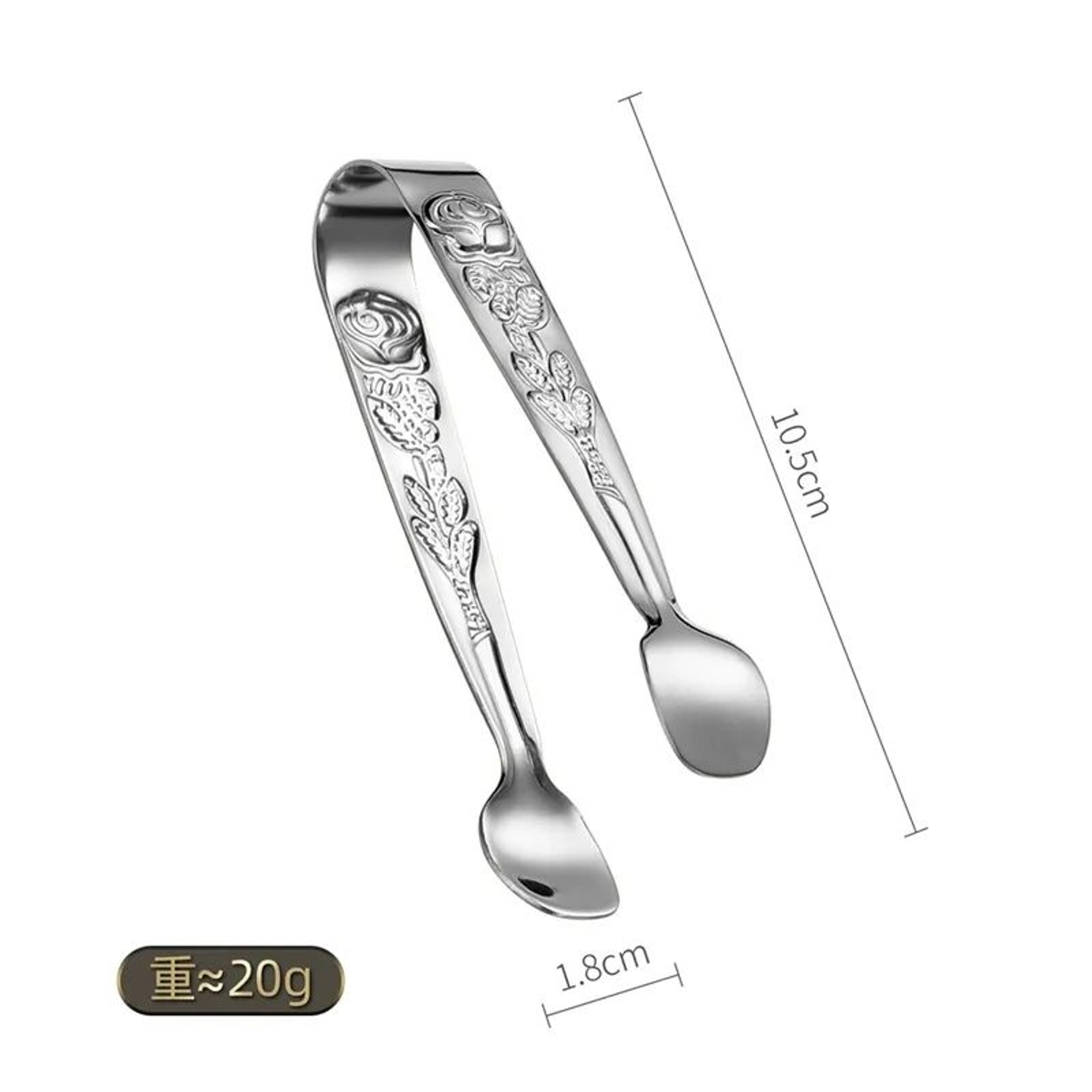 Stainless Steel Mini Ice Tongs With Rose Pattern For Sugar And Food Serving 6