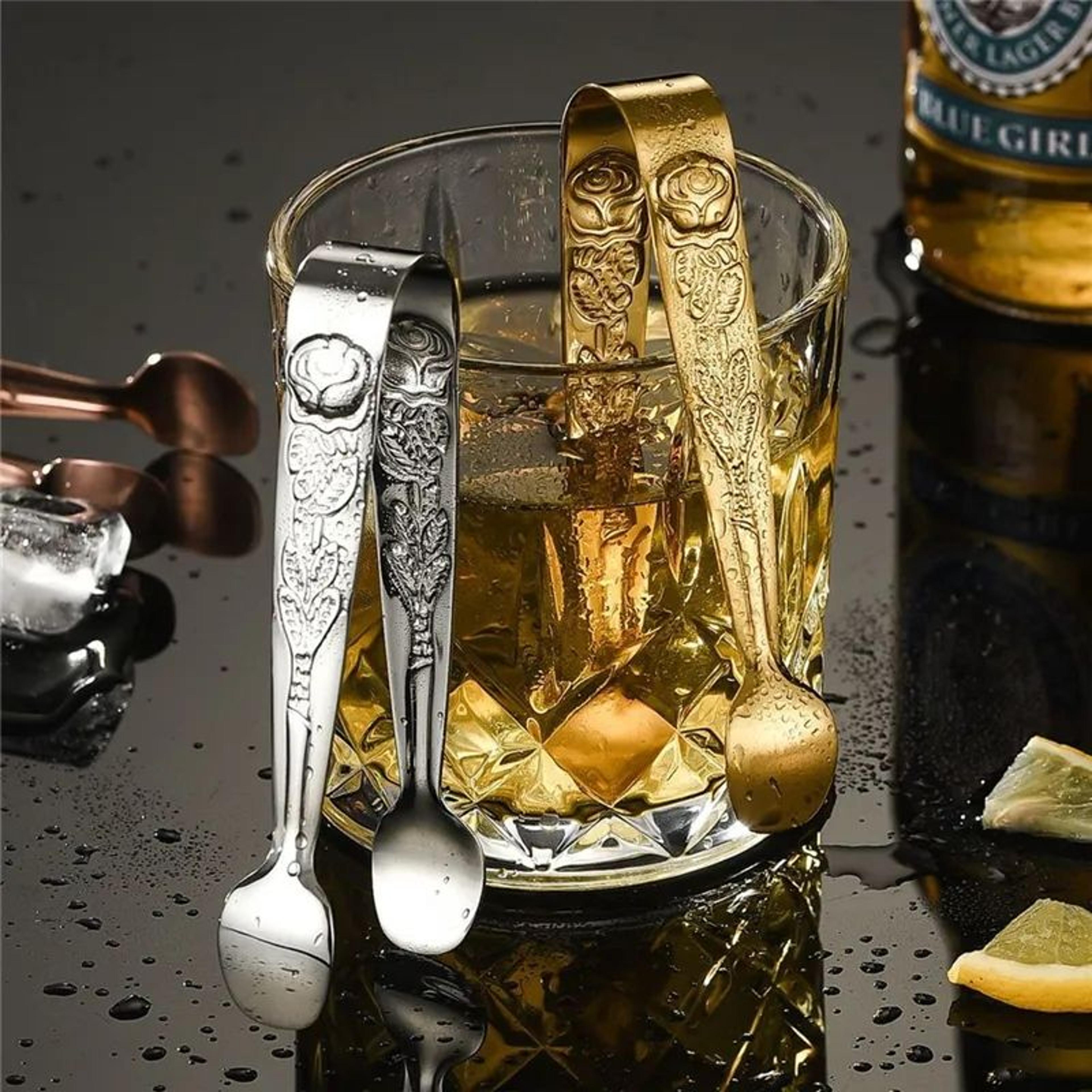 Stainless Steel Mini Ice Tongs With Rose Pattern For Sugar And Food Serving 2