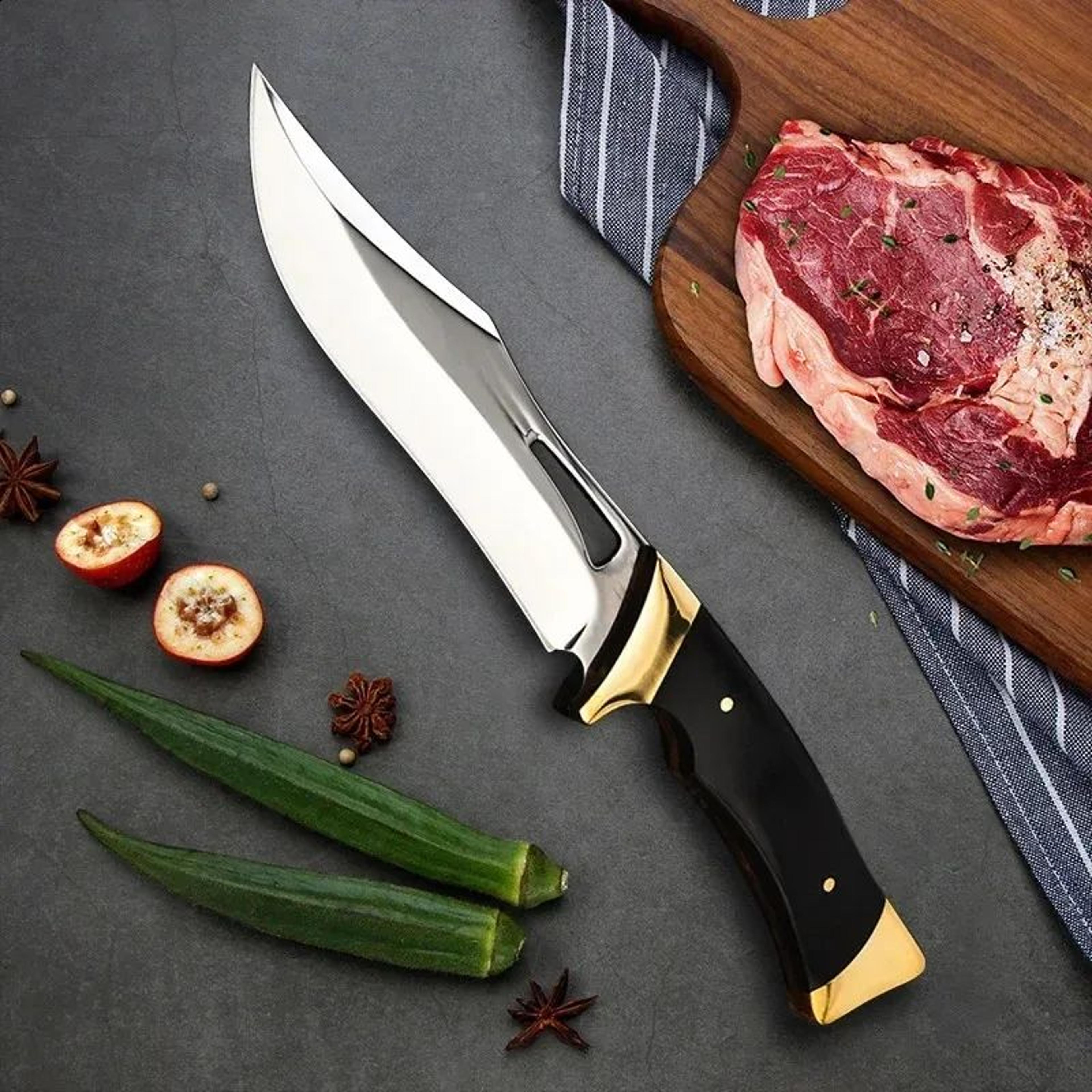 Hand Forged Butcher Knife With Stainless Steel Blade And Wooden Handle 4