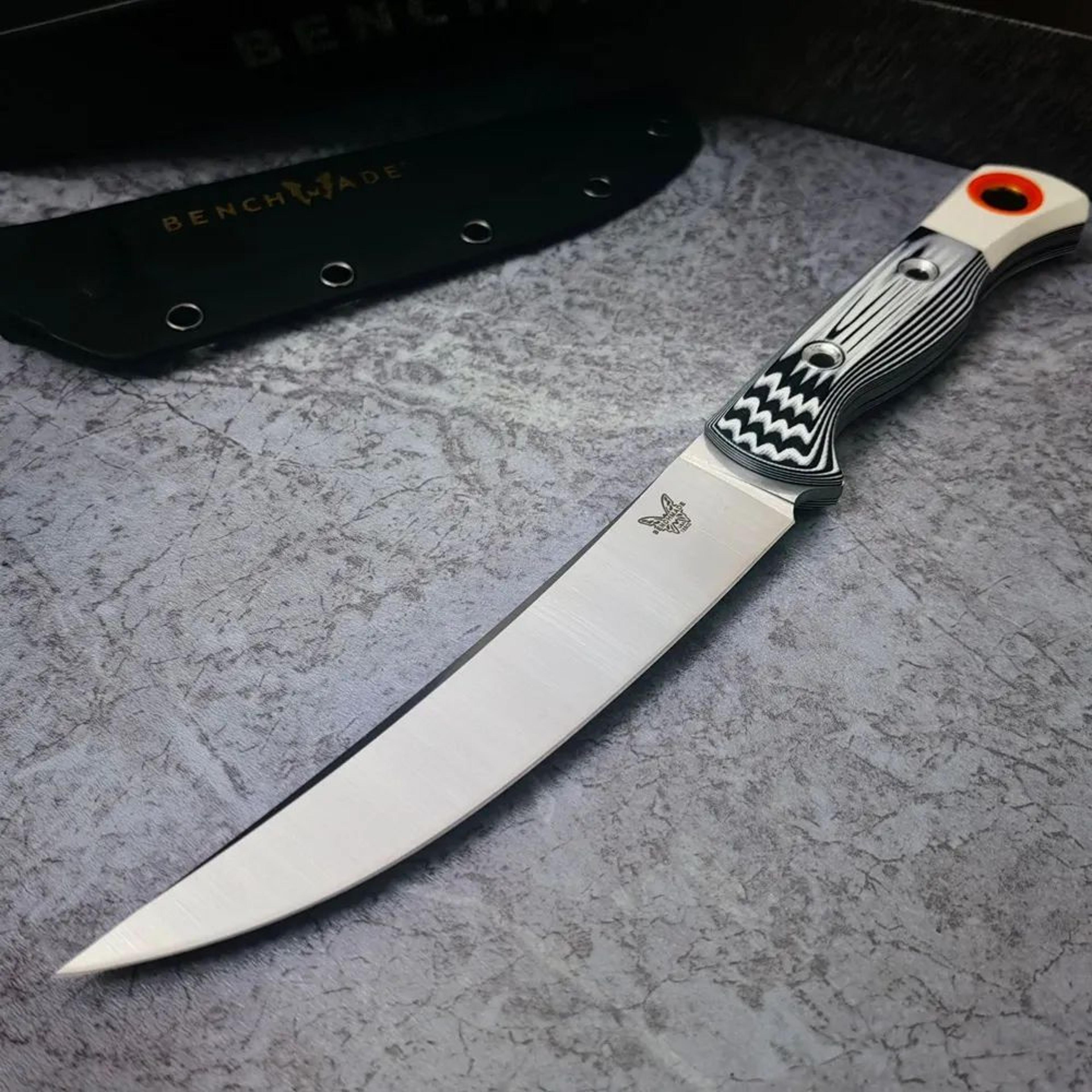 steel fixed blade hunting knife with full tang handle and kydex sheath