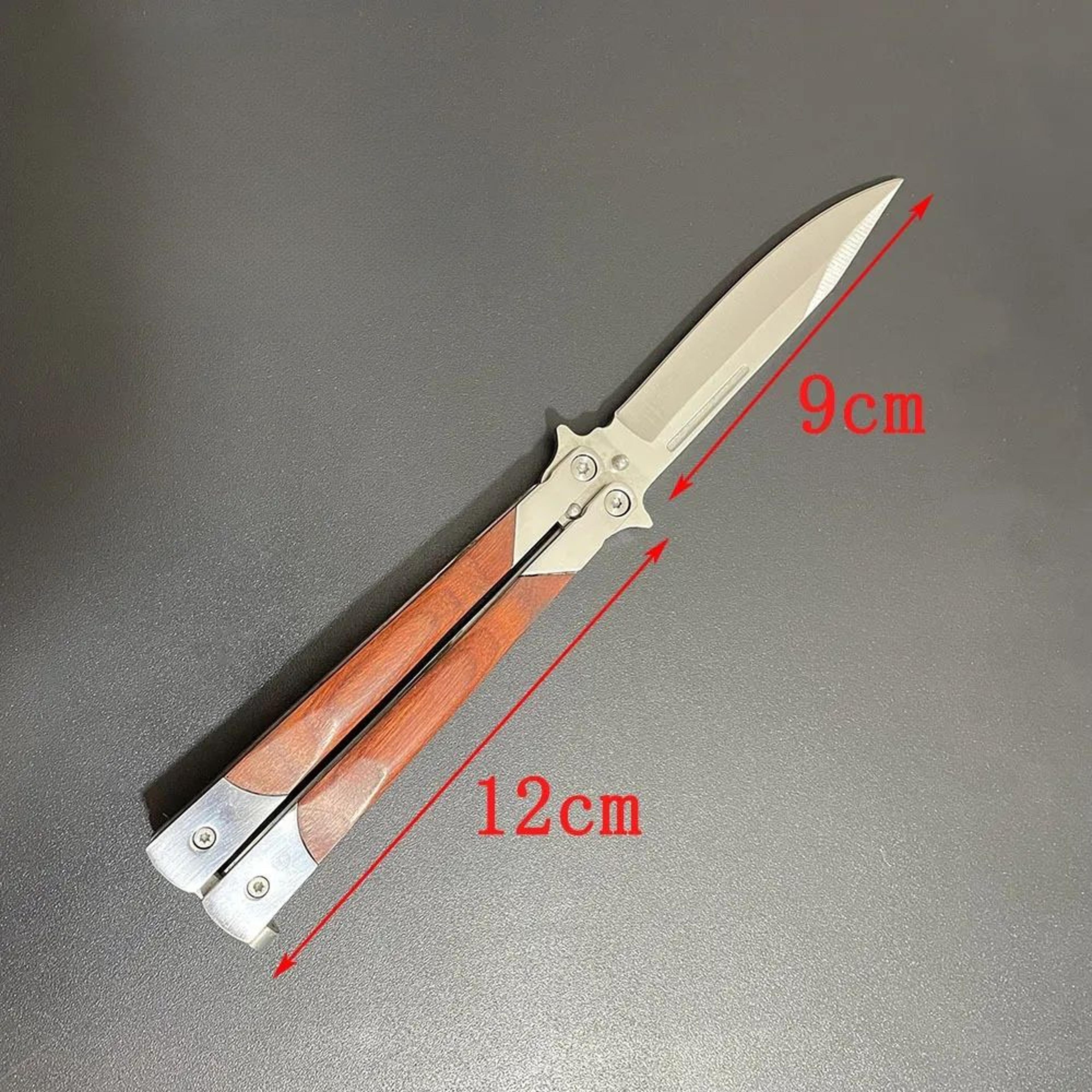 Stainless Steel Mini Butterfly Folding Knife With Unsharpened Blade And Nylon Bag 5