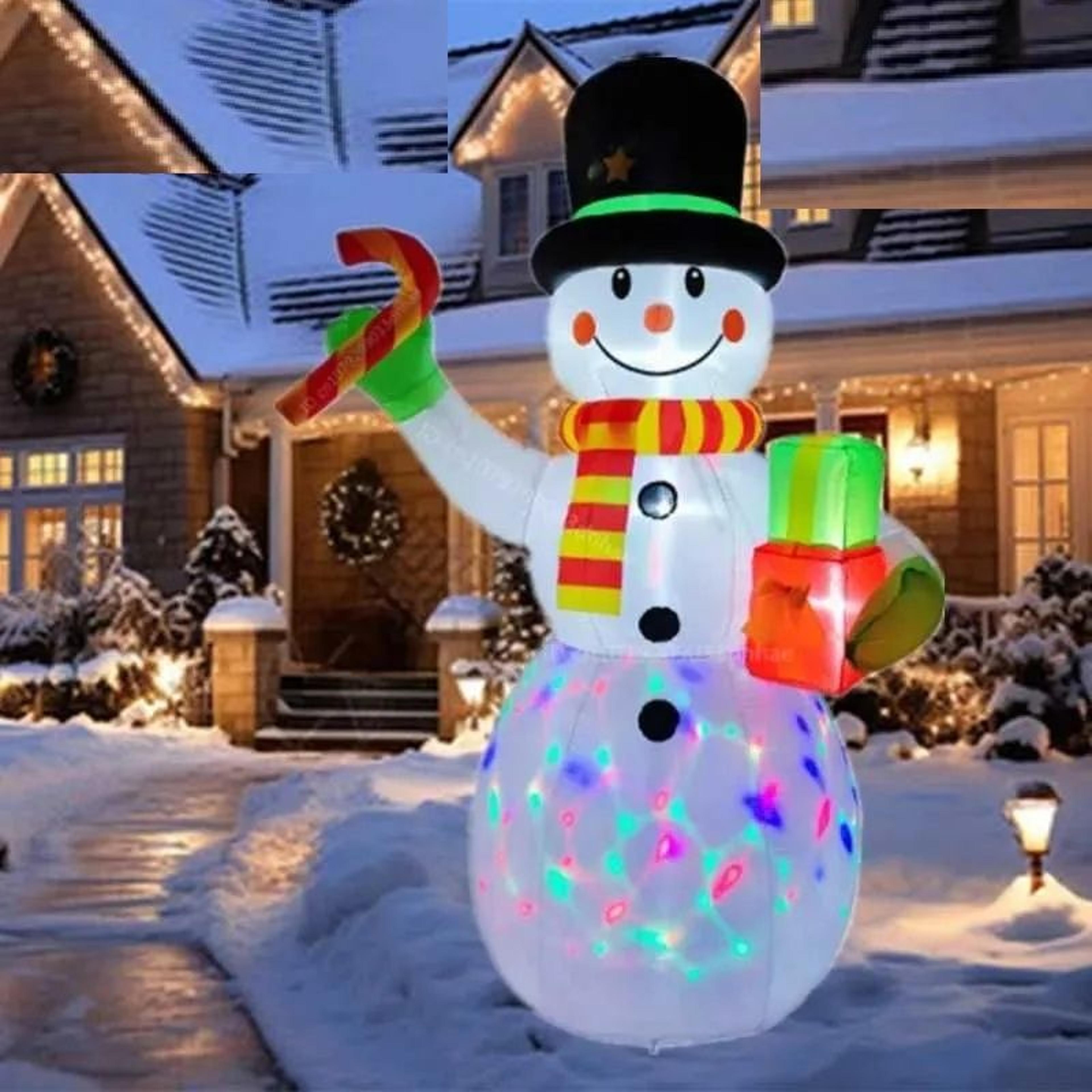 inflatable christmas snowman with gift pack and led lights for outdoor holiday decor