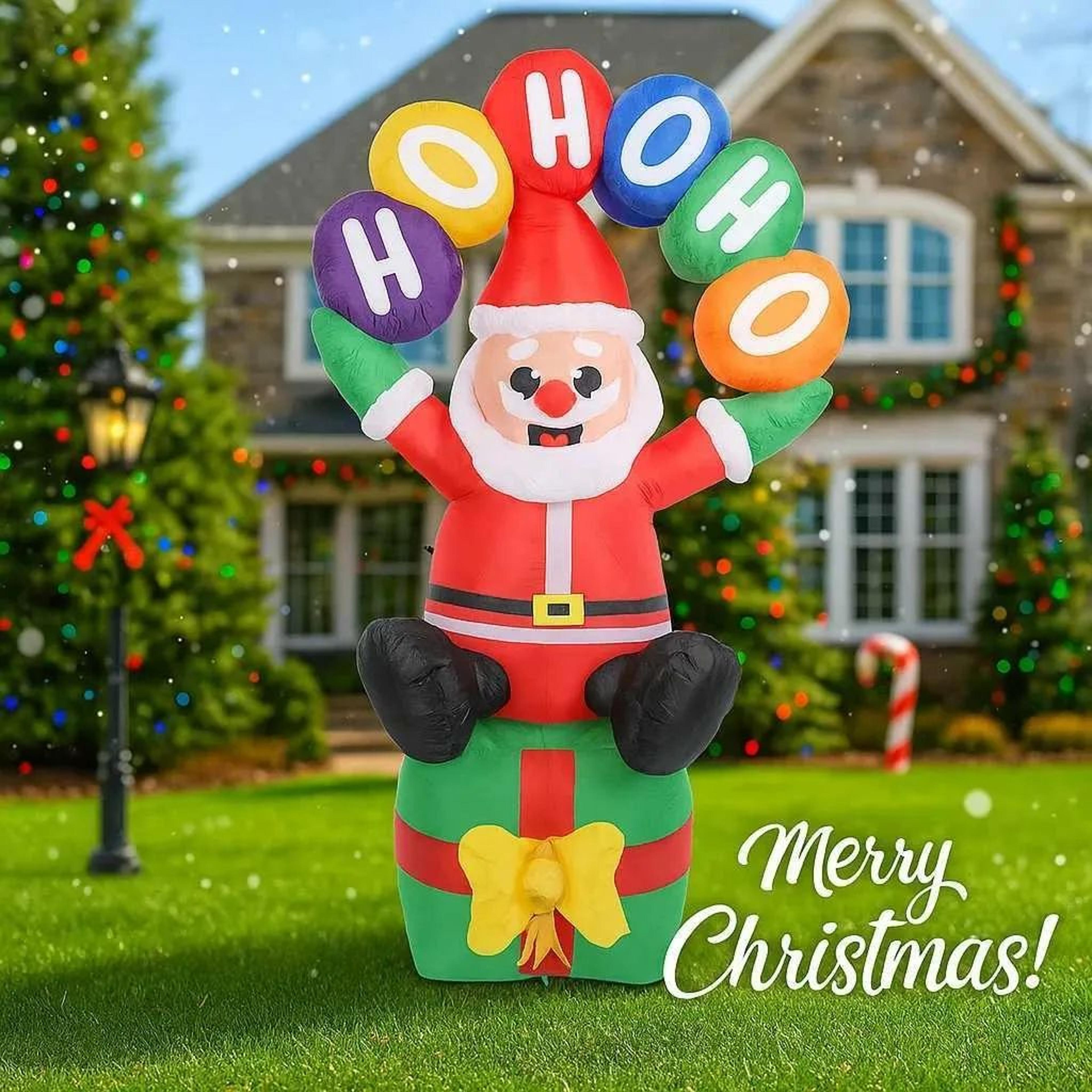 inflatable santa claus with gift box and led light for christmas yard decor