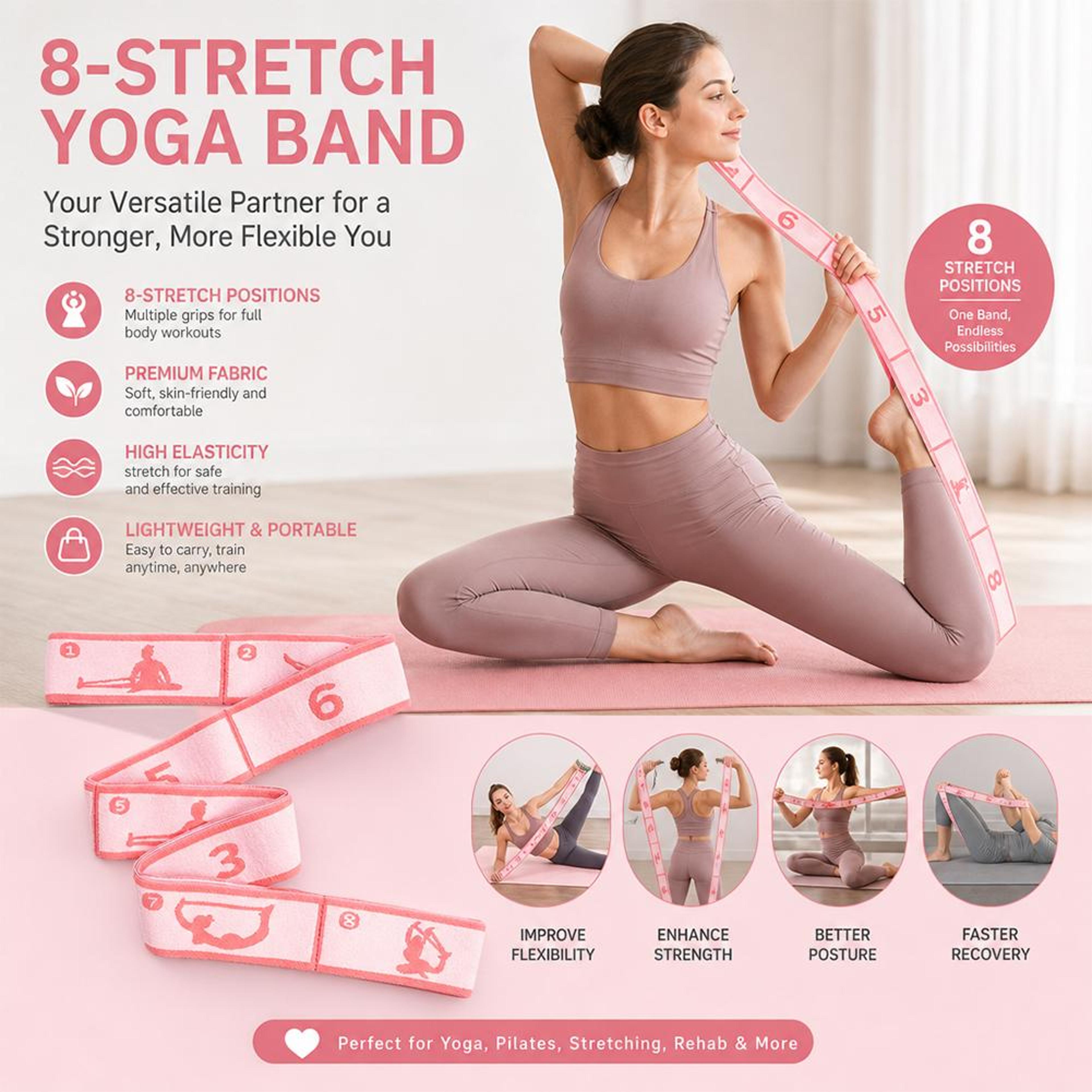 Multi Loop Yoga Resistance Band And Stretching Strap For Pilates Dance Training 5