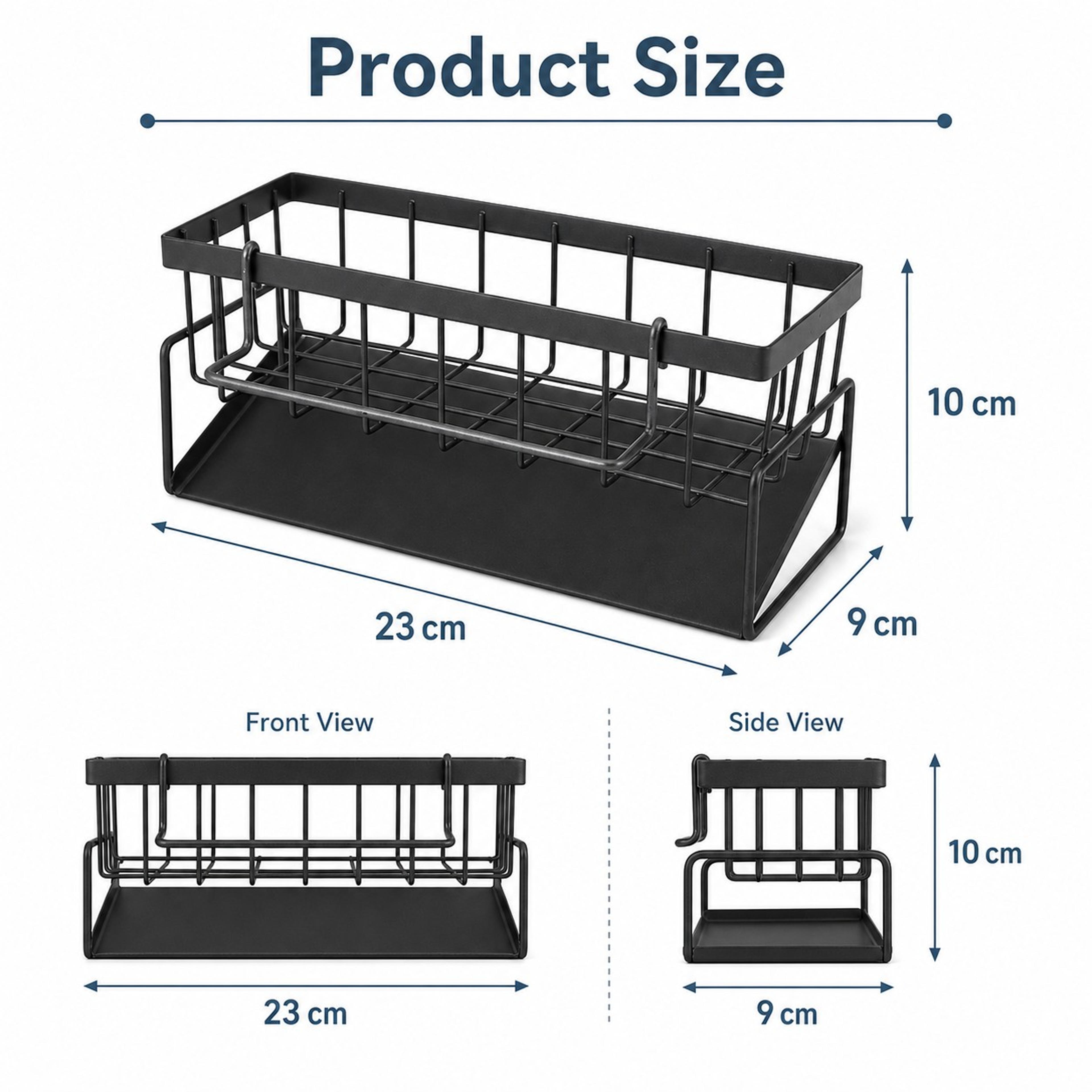 Metal Kitchen Sink Organizer With Drain Tray Sponge Holder For Dish Soap Storage 3