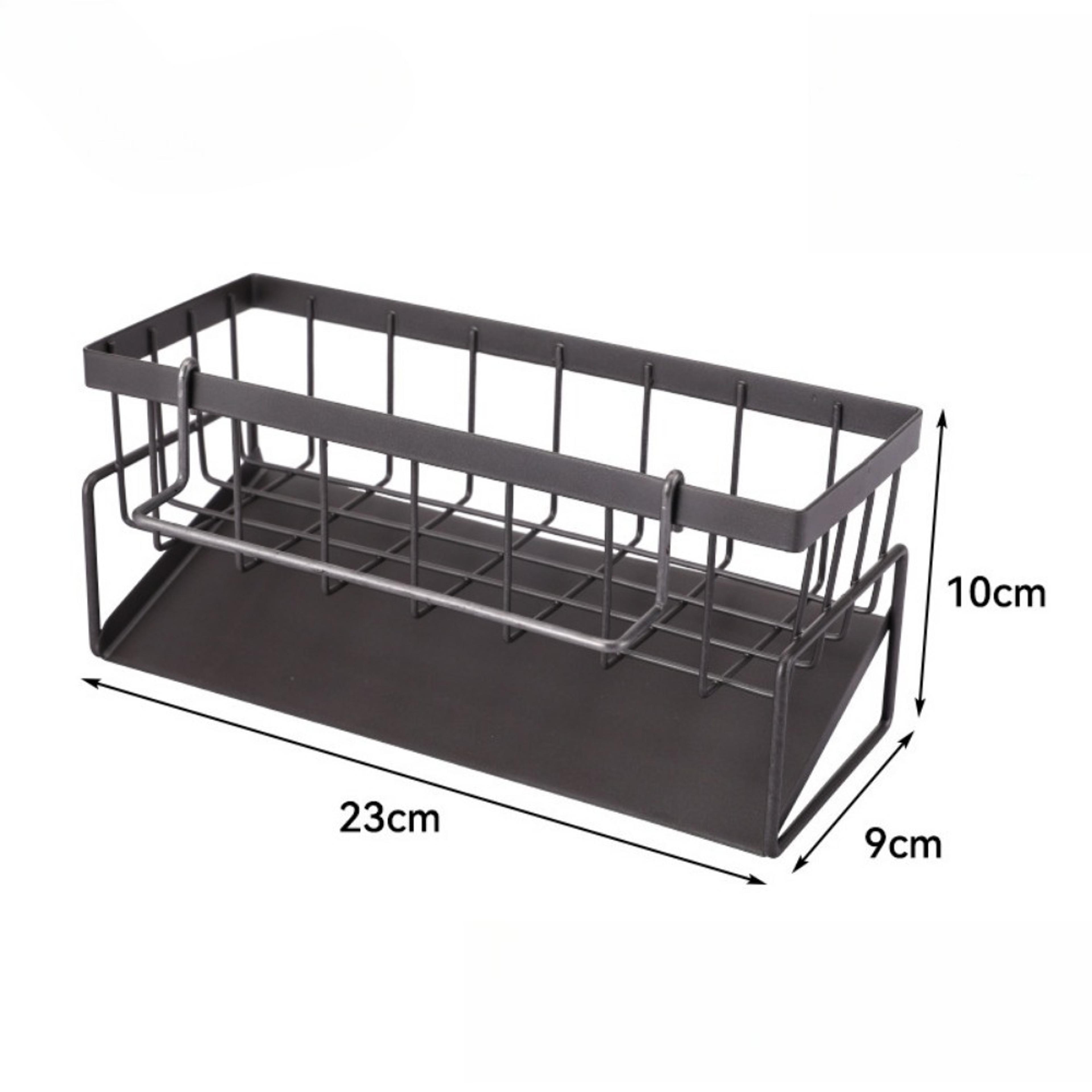 Metal Kitchen Sink Organizer With Drain Tray Sponge Holder For Dish Soap Storage 7