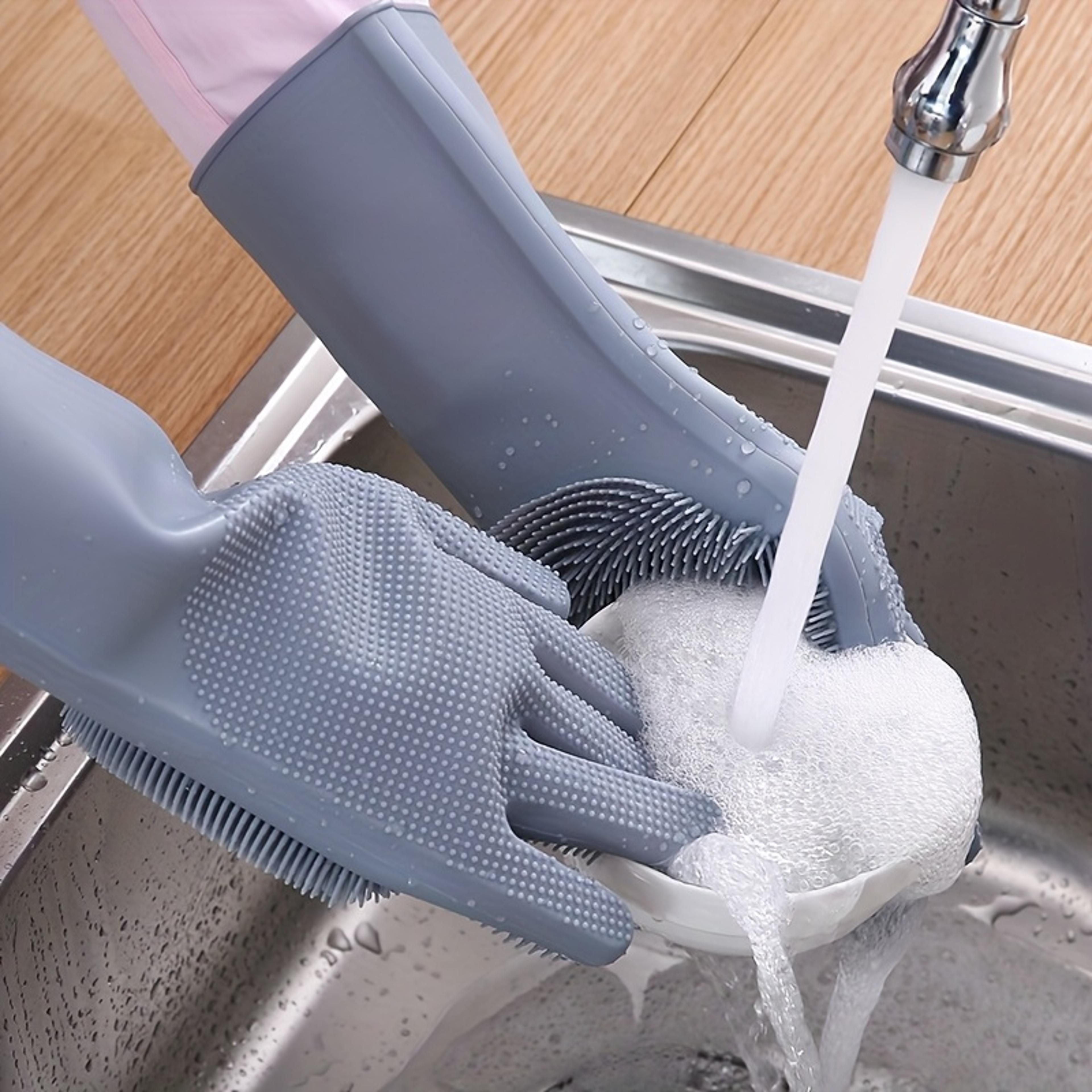Silicone Dishwashing Gloves With Built In Scrubber For Kitchen Cleaning 1