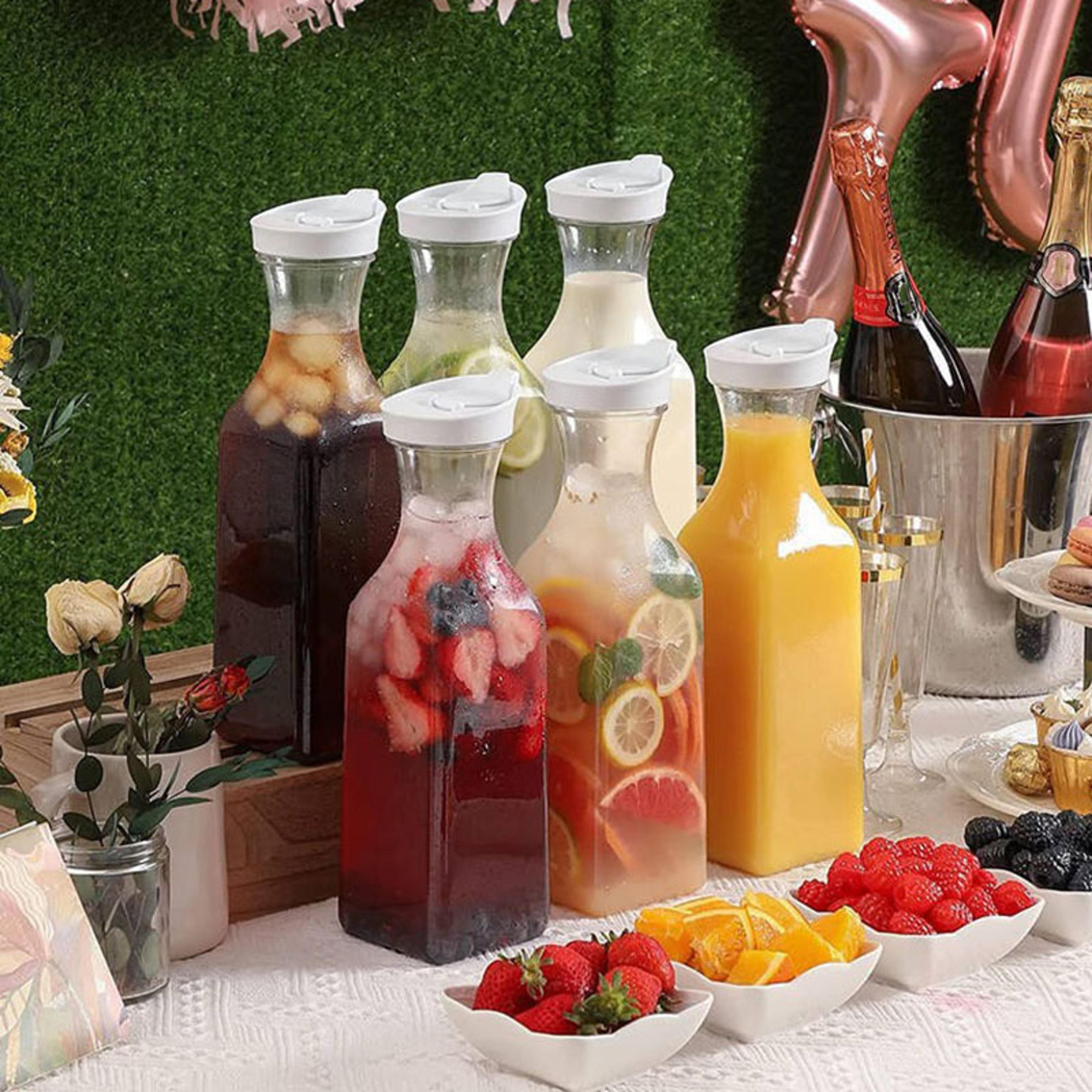 Water Bottle With Flip Cap Clear Plastic Juice Container For Fridge Drinks 1