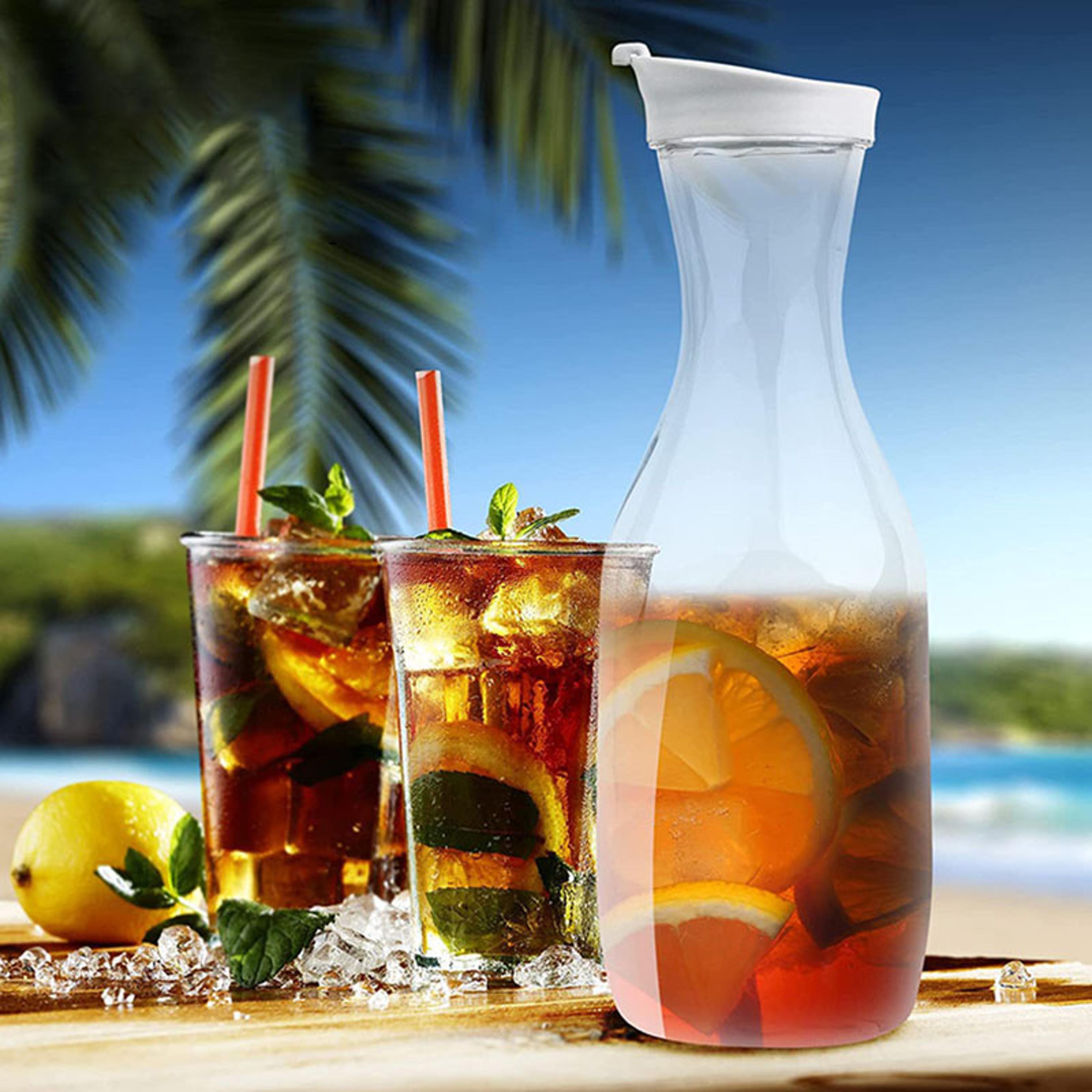 Water Bottle With Flip Cap Clear Plastic Juice Container For Fridge Drinks 3