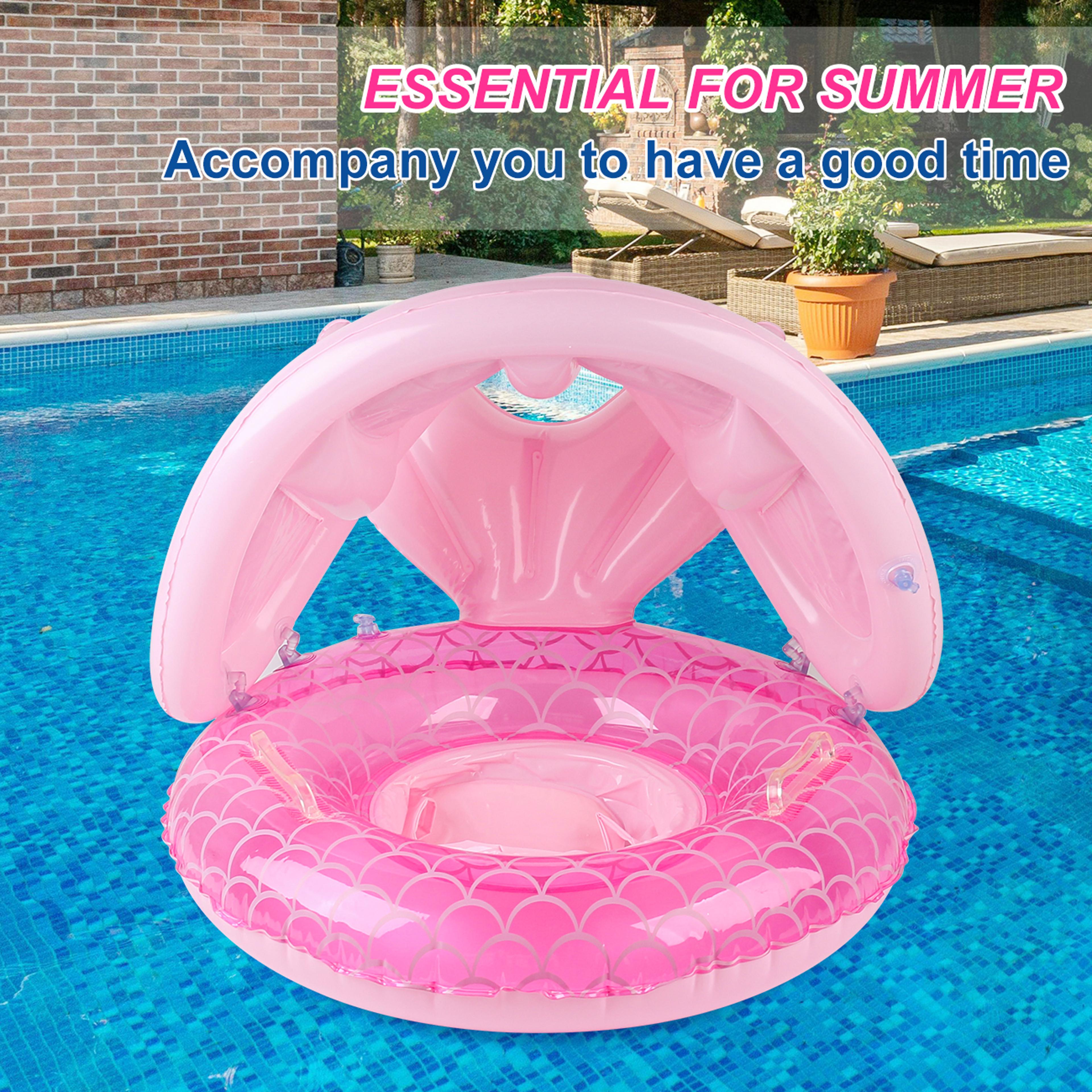 Baby Pool Float With Canopy Swim Ring And Safety Seat 1