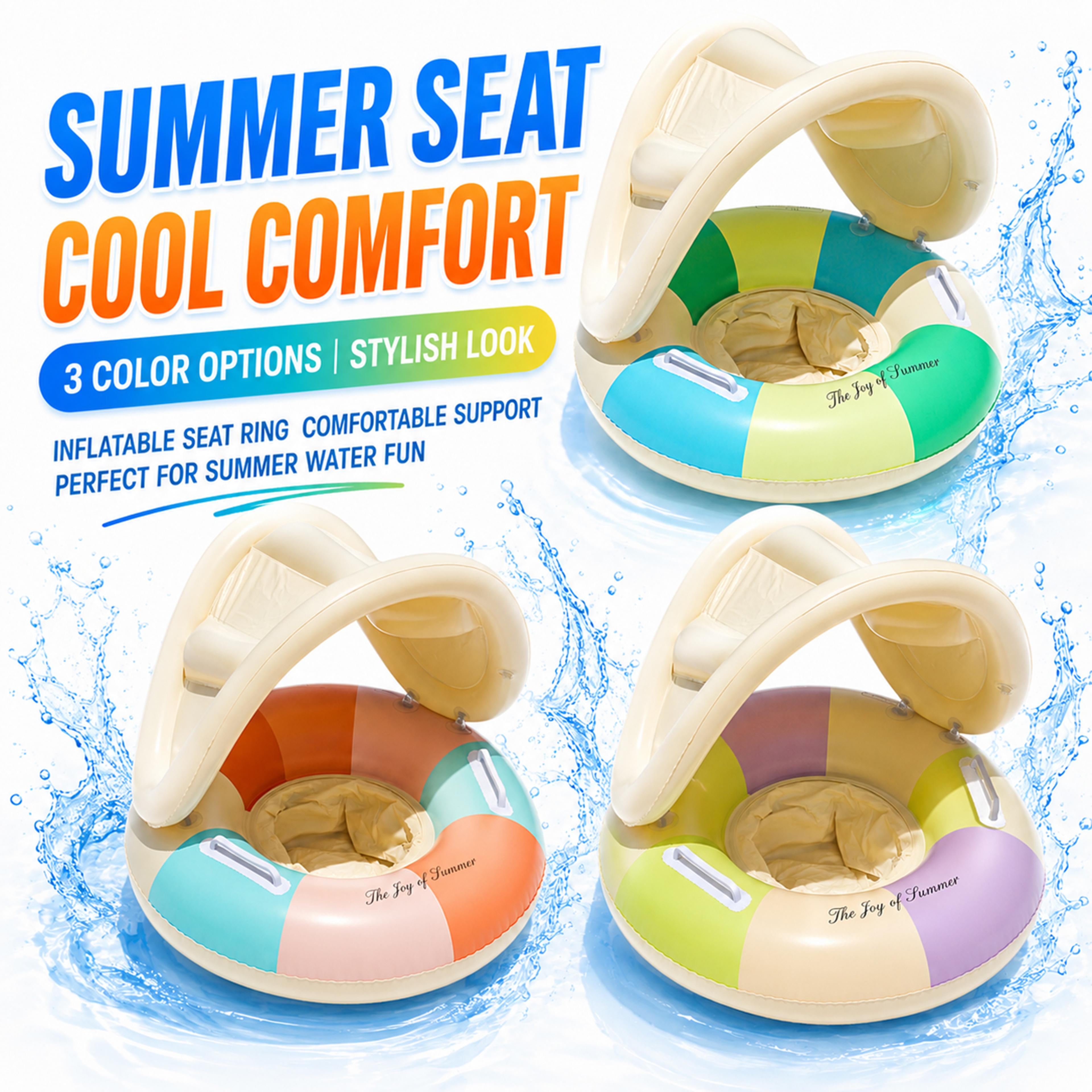 Inflatable Pool Float With Canopy Sunshade Floating Chair 0