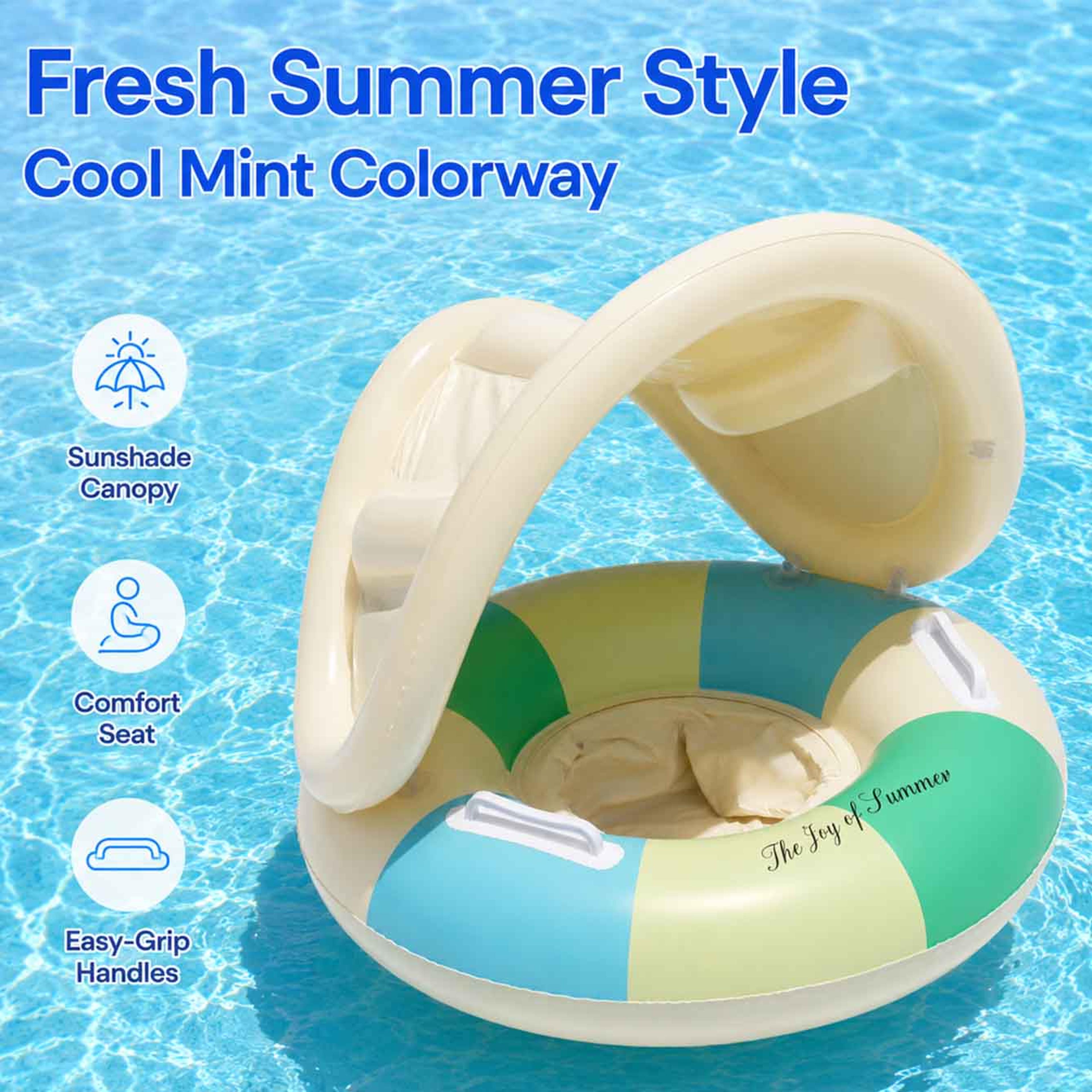 Inflatable Pool Float With Canopy Sunshade Floating Chair 3