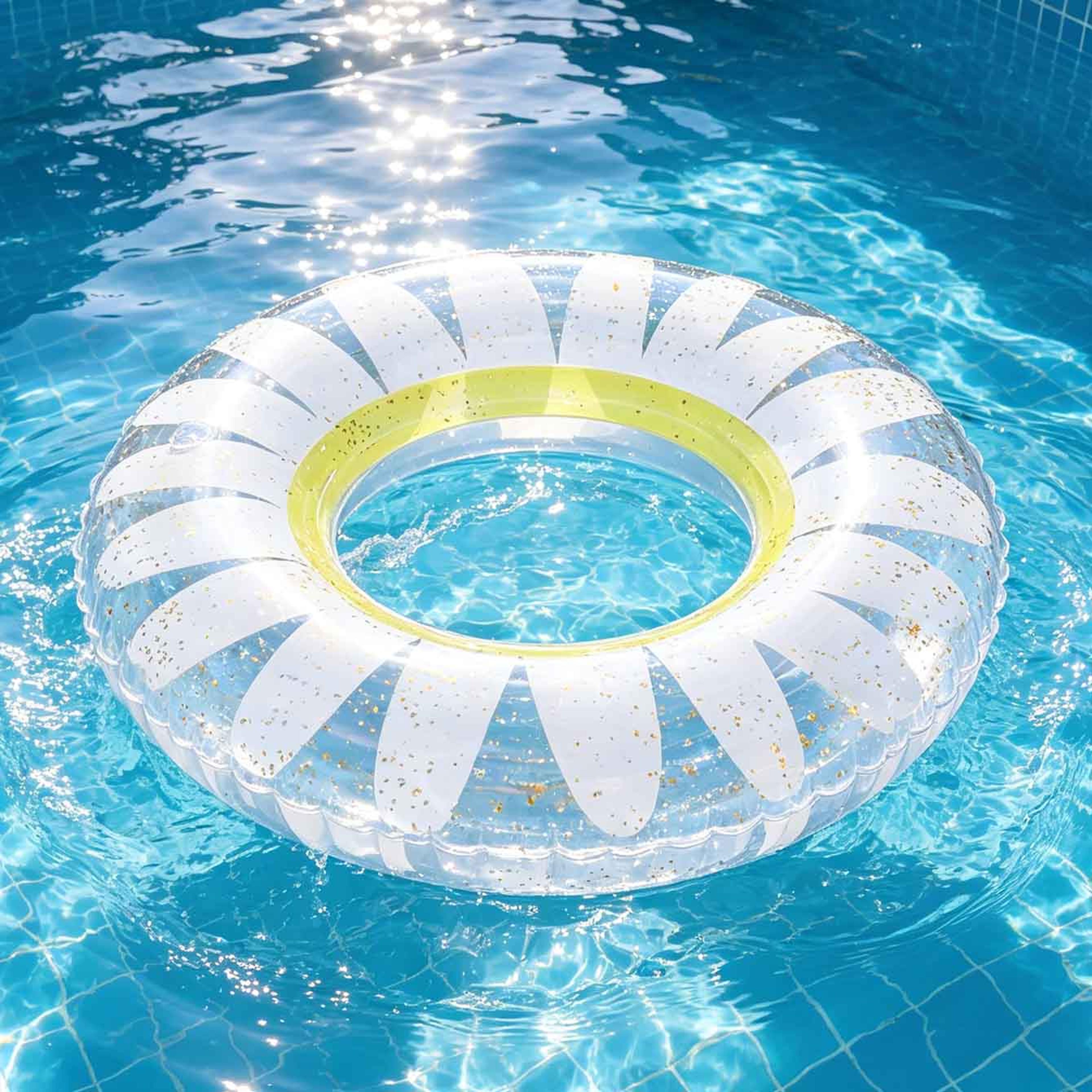 Flower Glitter Inflatable Swim Ring Daisy Pool Float 2