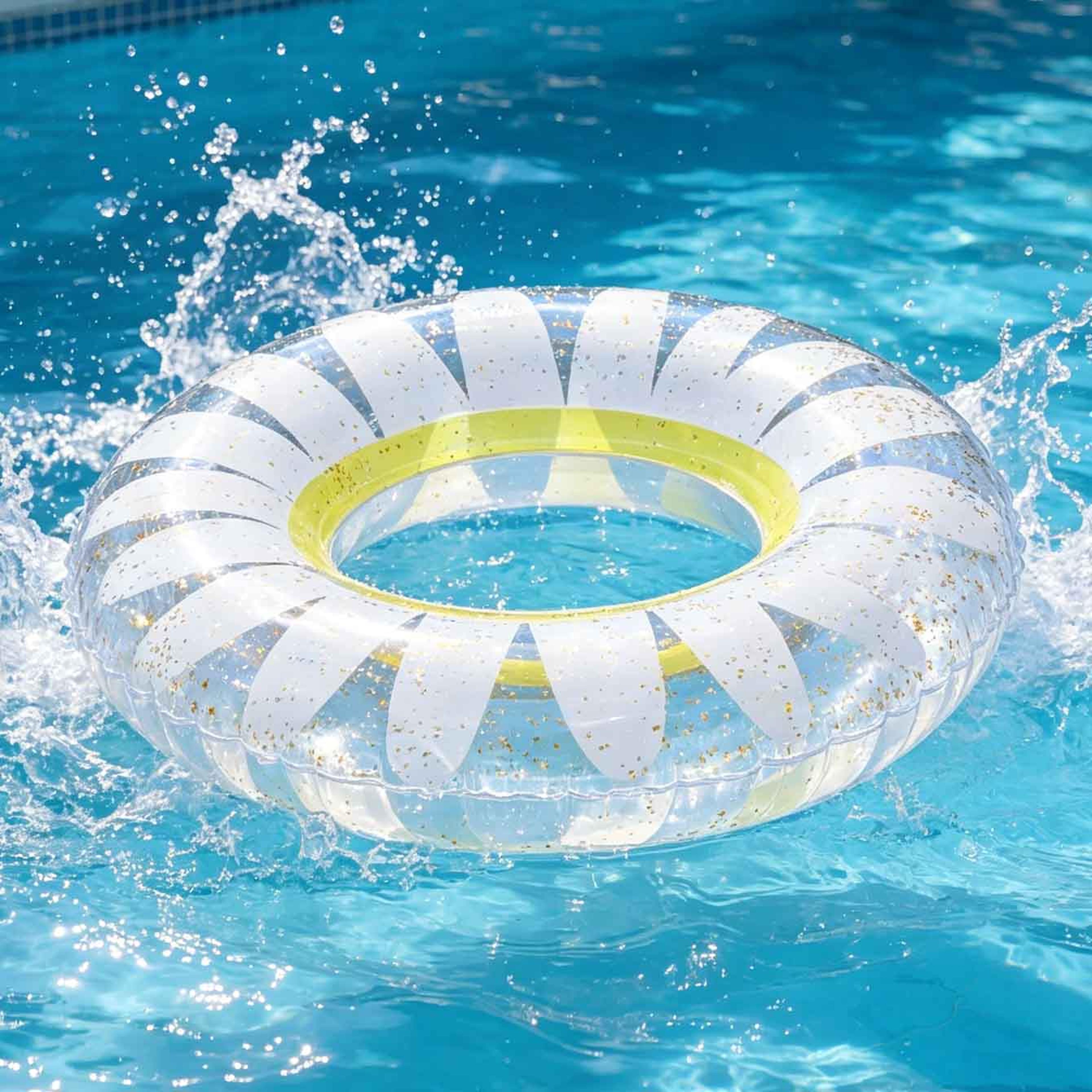 Flower Glitter Inflatable Swim Ring Daisy Pool Float 3