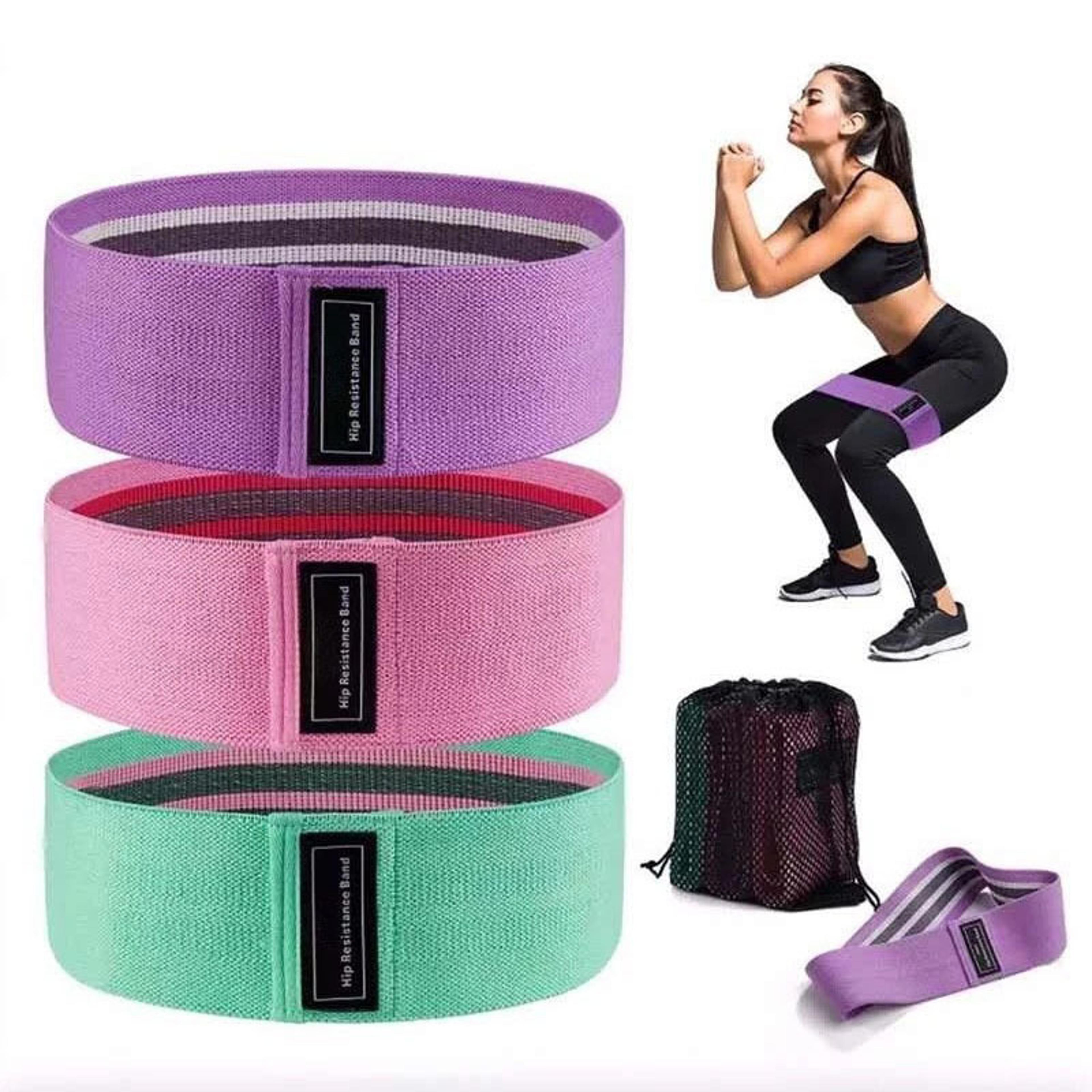 fabric resistance hip bands set for glute workout squat training and yoga fitness