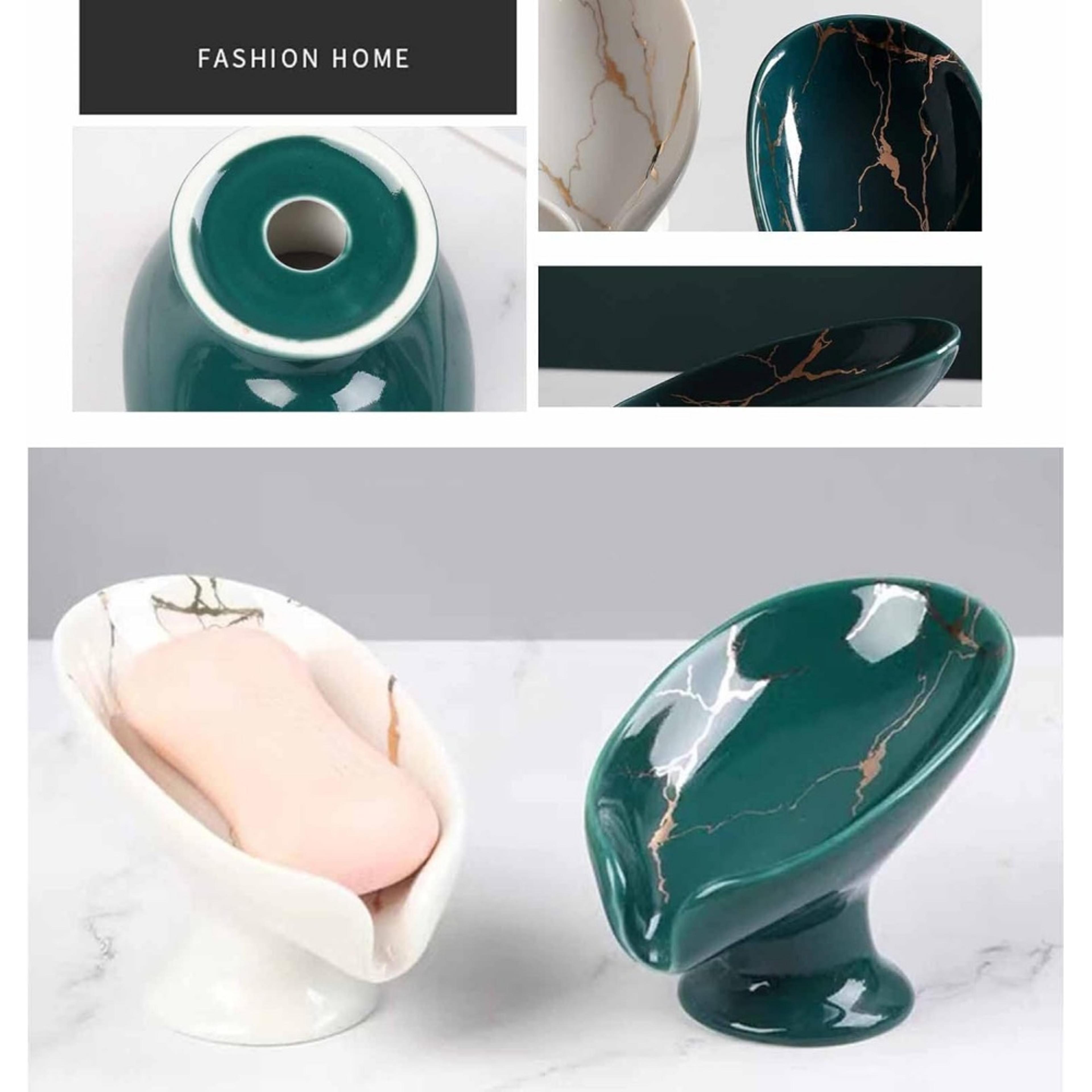 Leaf Flow Self Draining Ceramic Soap Dish 4