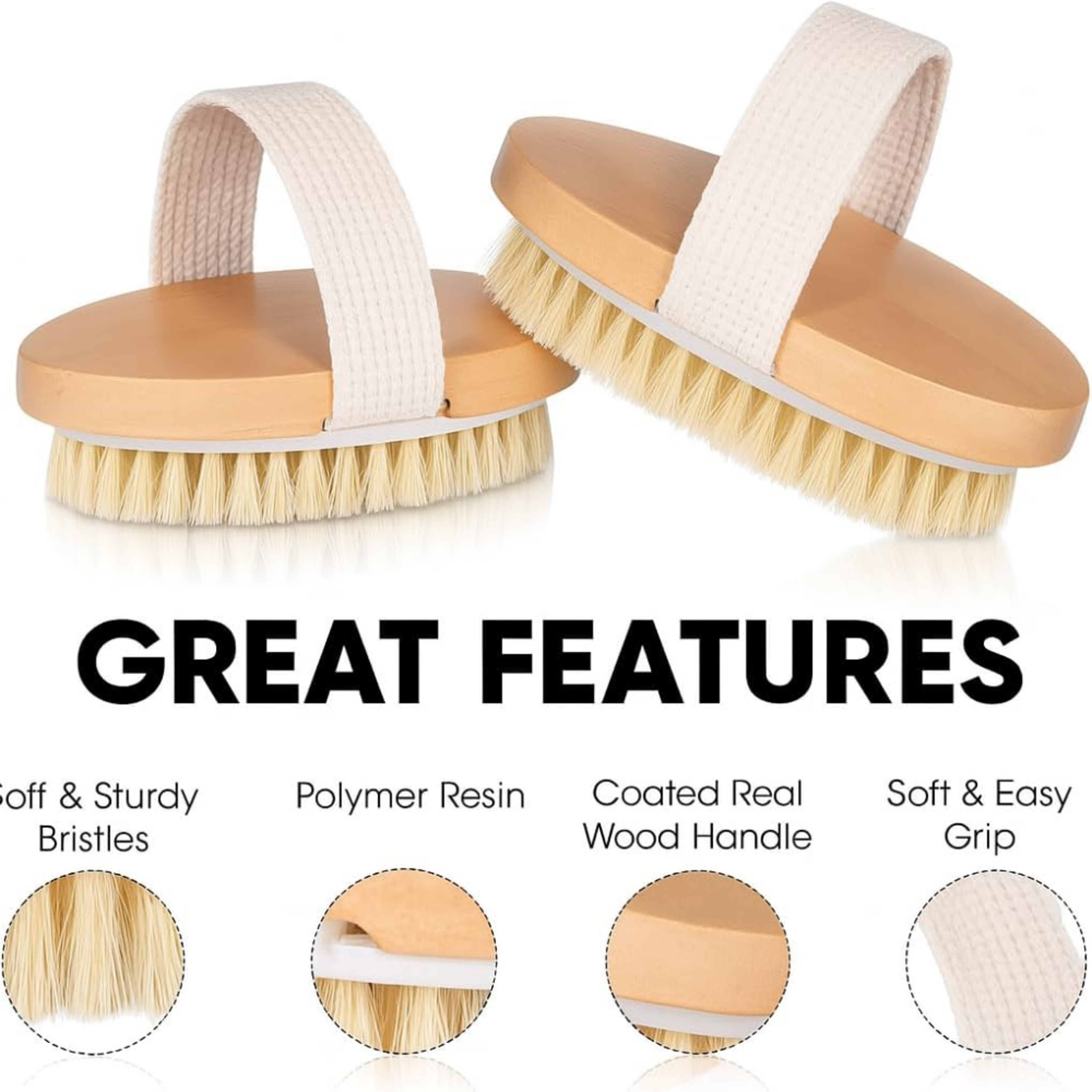 Natural Boar Bristle Body Brush With Bamboo Back Scrubber 2