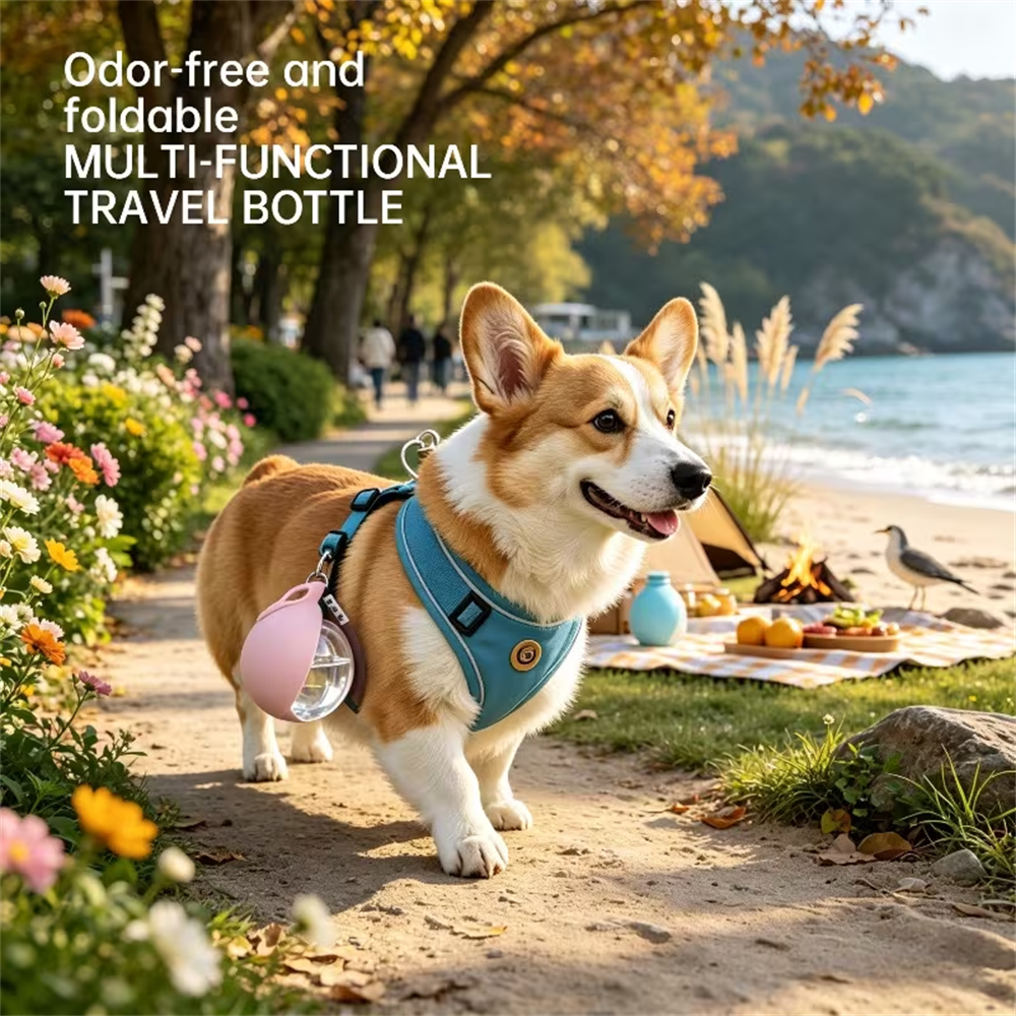 Portable Dog Water Bottle With Leak Proof Bowl And Food Container 3