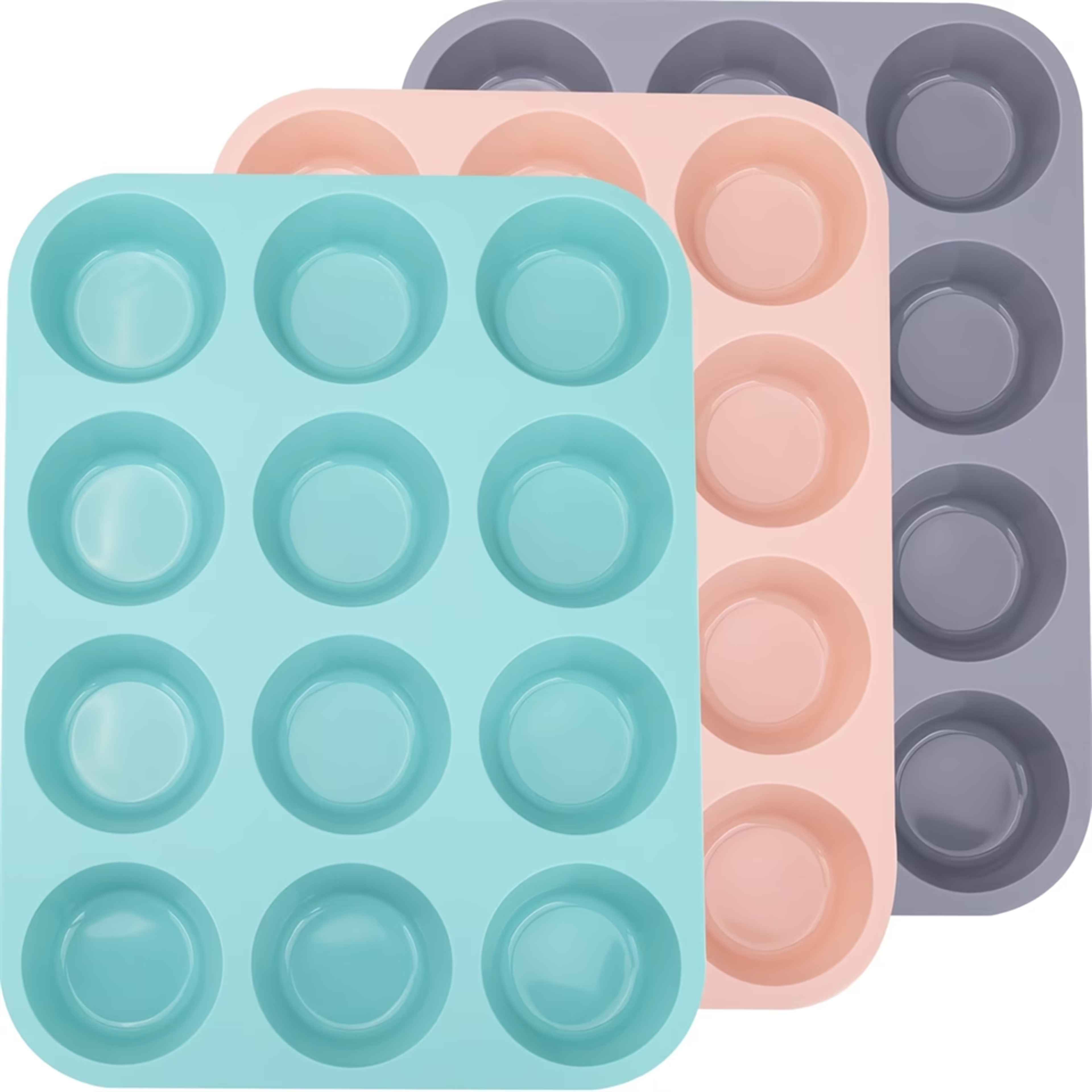 Silicone Muffin Pan Nonstick SpaceSaving Baking Mold 0