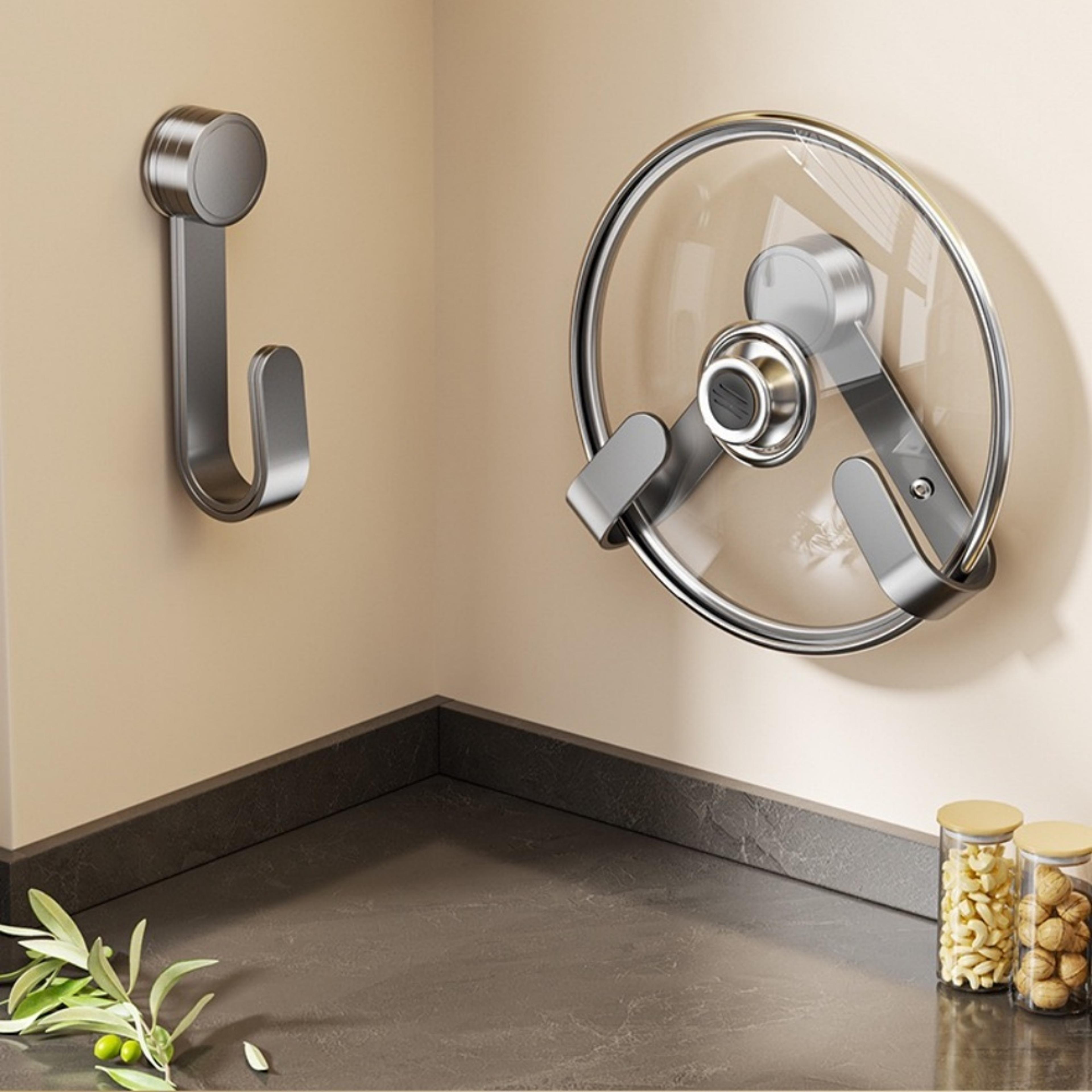 Rotating Wall Mounted Pot Lid Organizer And Cutting Board Holder 4