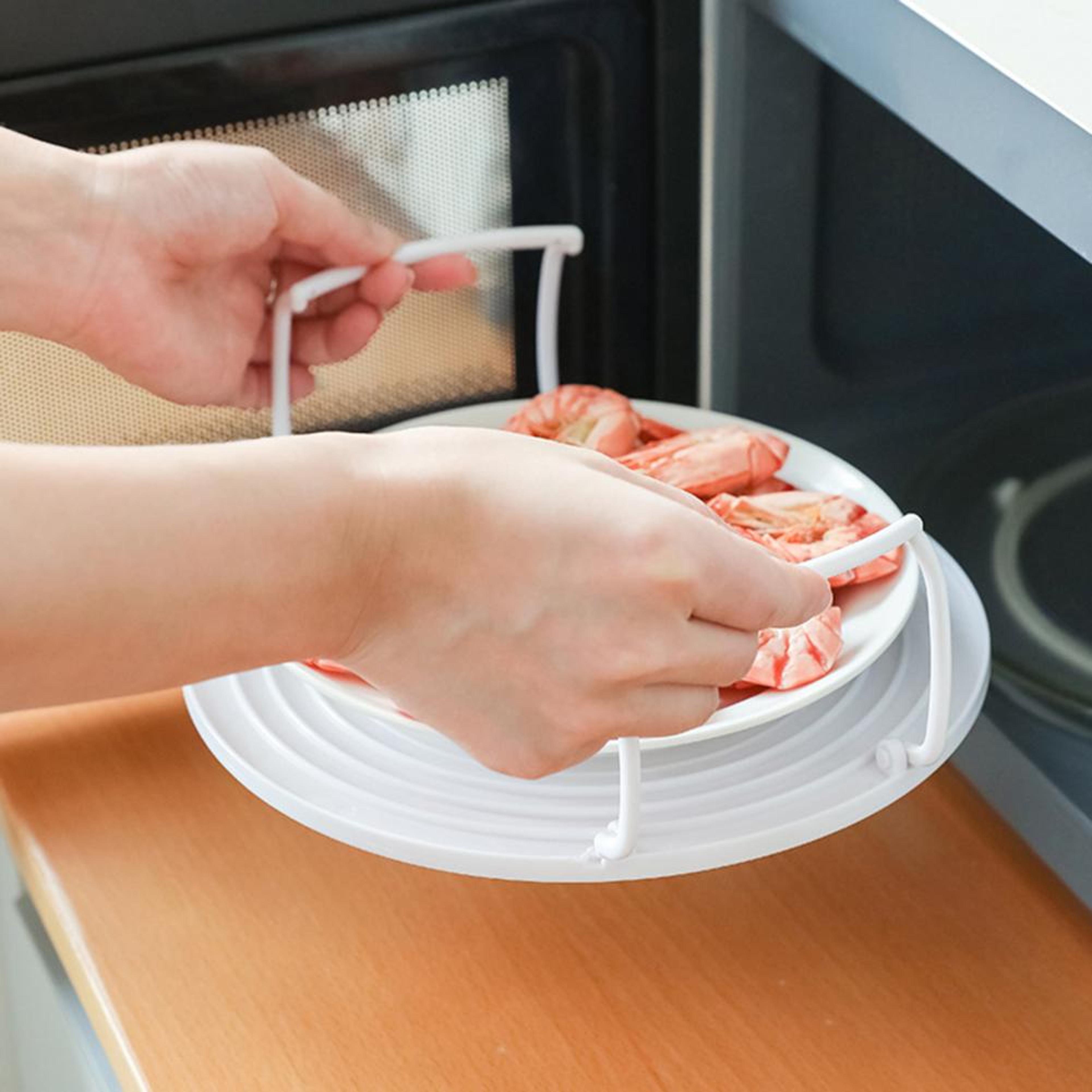 Foldable Microwave Plate Stacker And Steaming Tray Rack 3