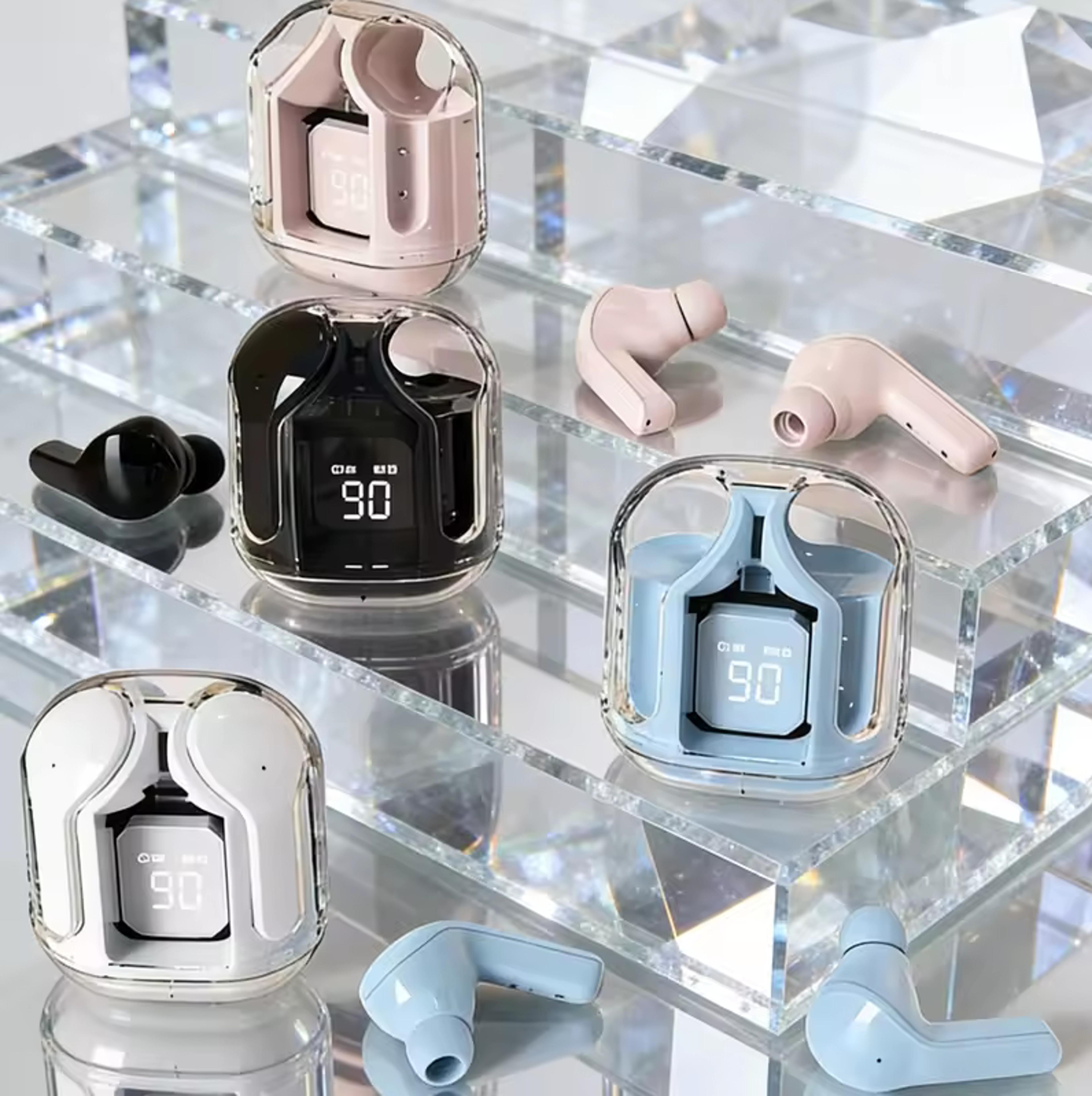 transparent wireless bluetooth earbuds with hifi sound and bluetooth