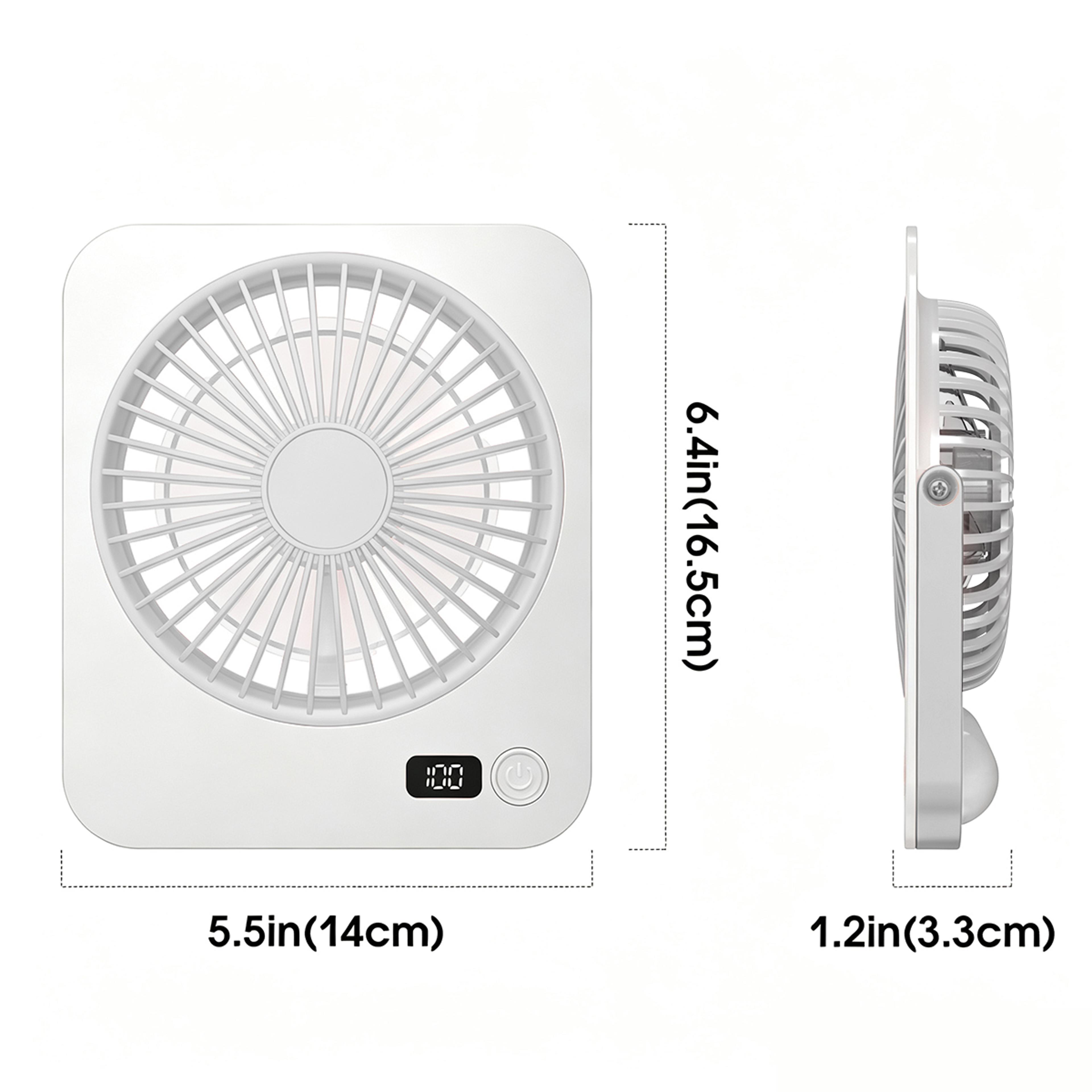 Rechargeable Desktop Wall Fan With Digital Display 5 Speed Personal Cooler 3