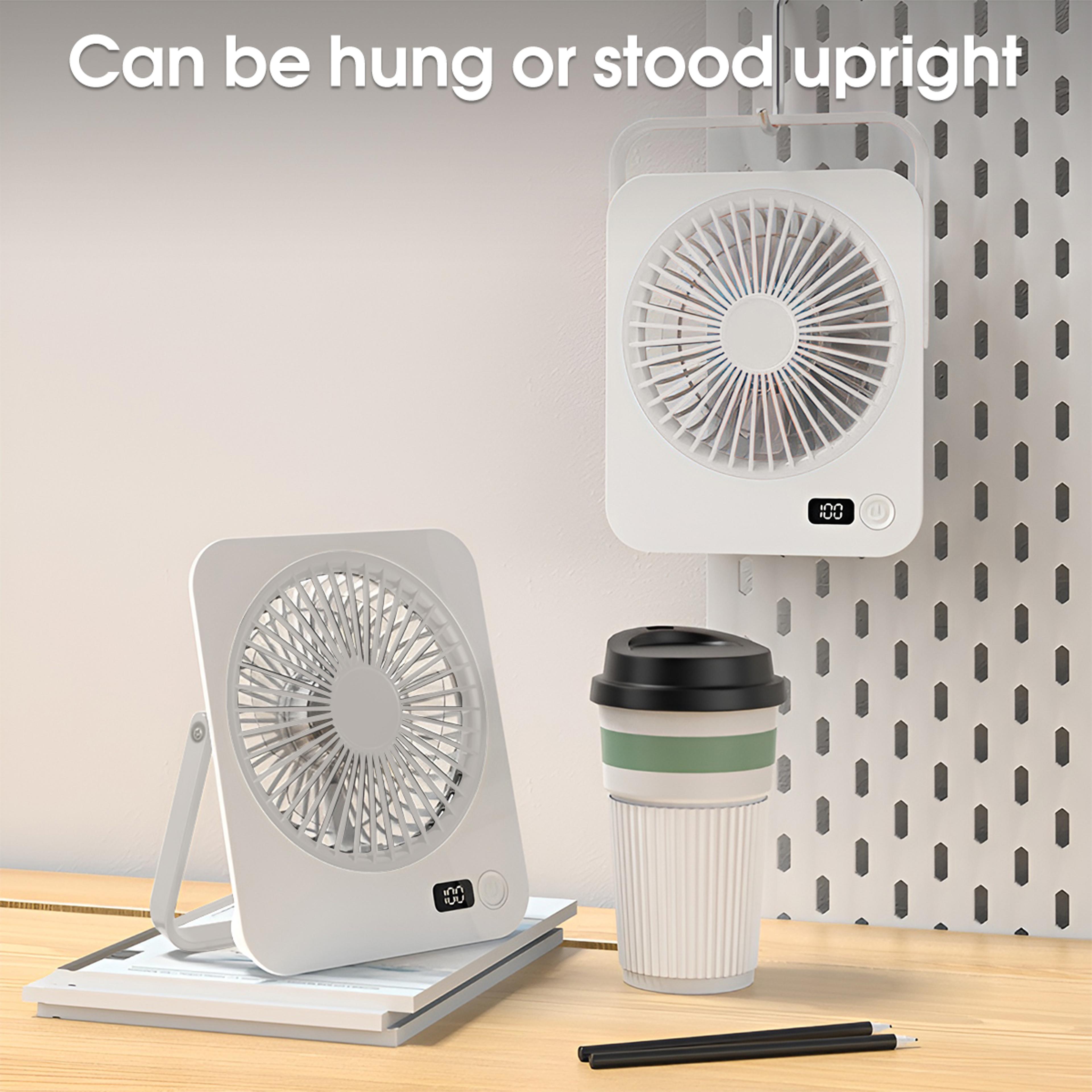 Rechargeable Desktop Wall Fan With Digital Display 5 Speed Personal Cooler 4