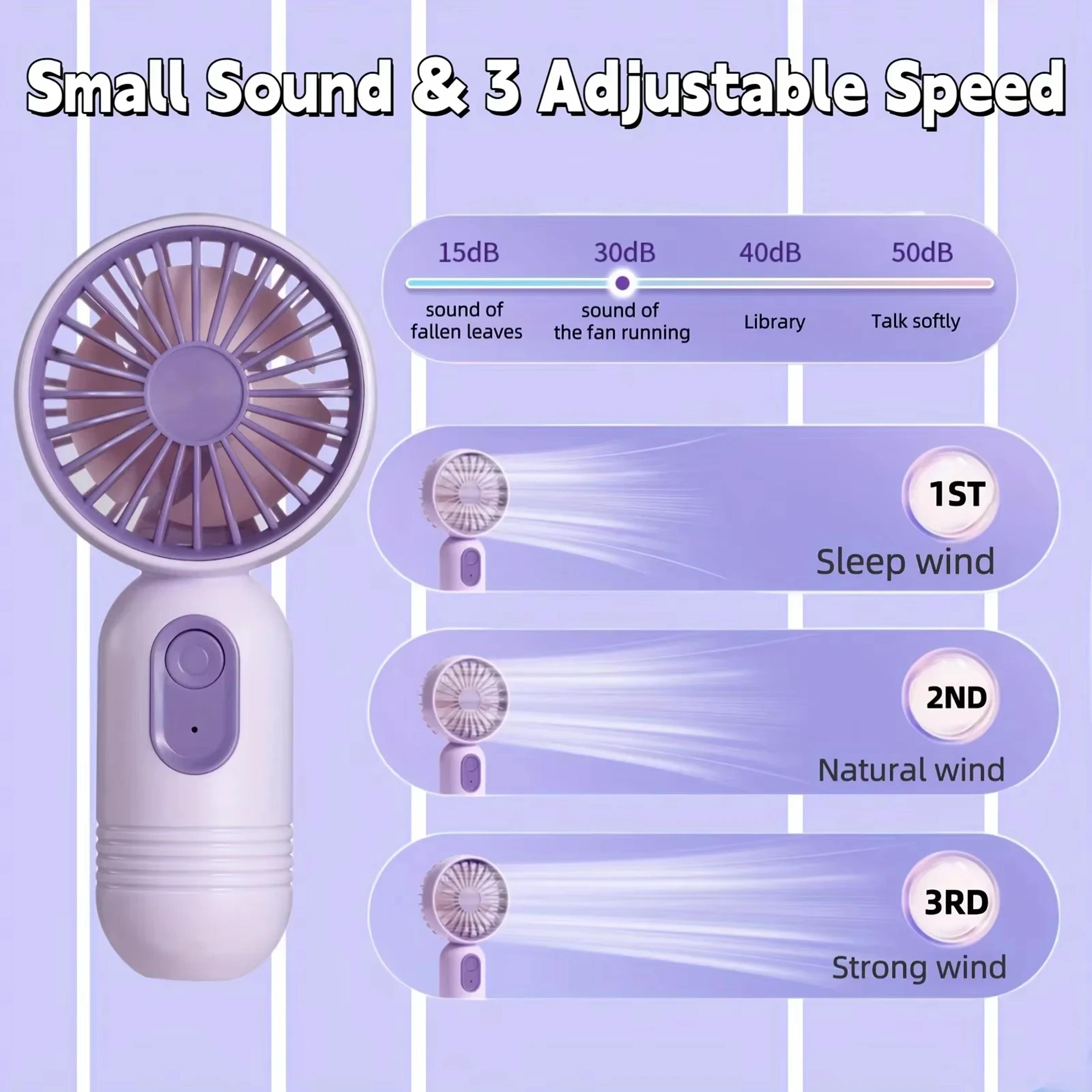 Mini Handheld Fan Portable USB Rechargeable 3 Speed Cooling Fan For Desk Office Travel 1